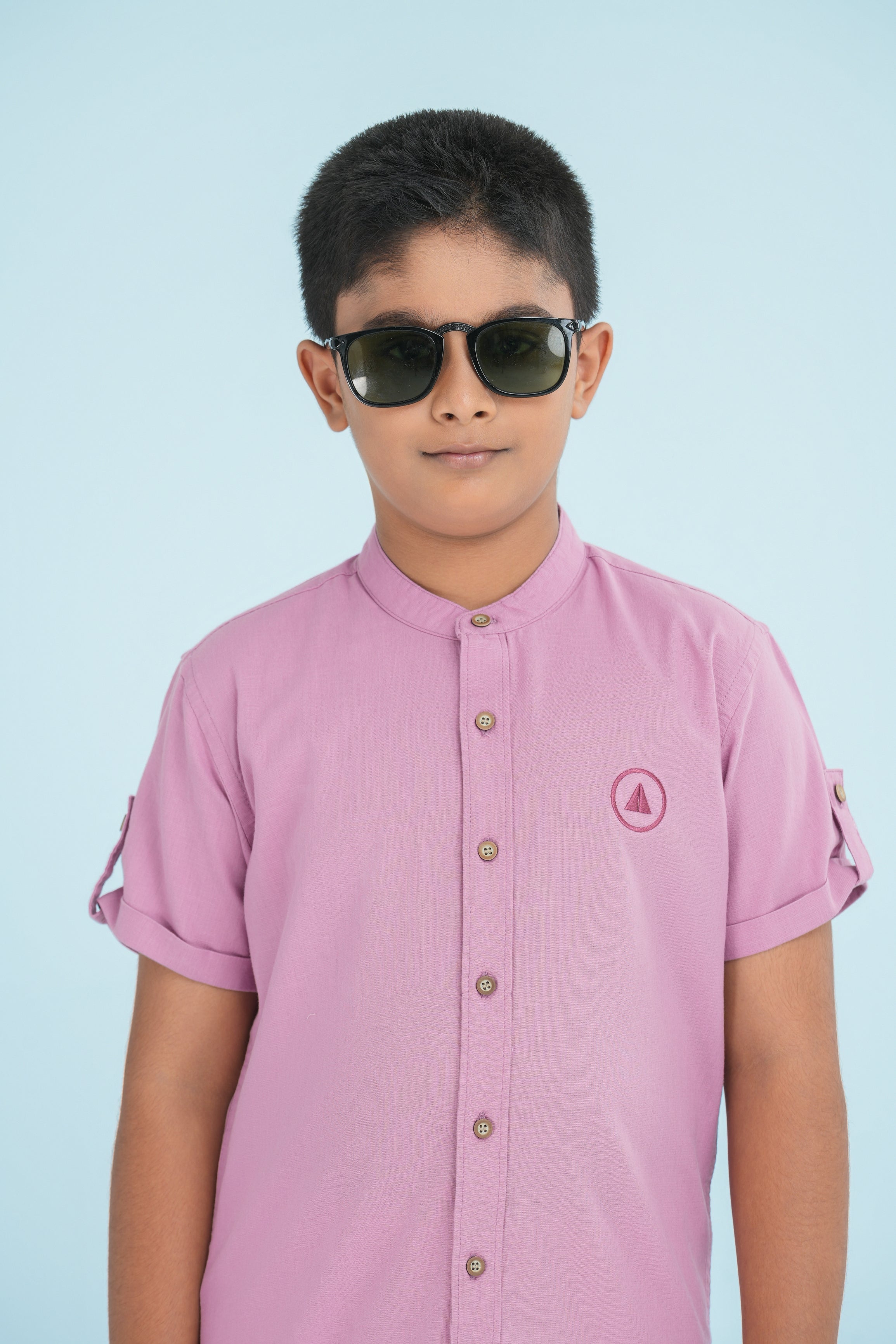 Kids' Linen Cotton Shirt with Sleeve Detail – Dusty Rose | AnationZ Junior