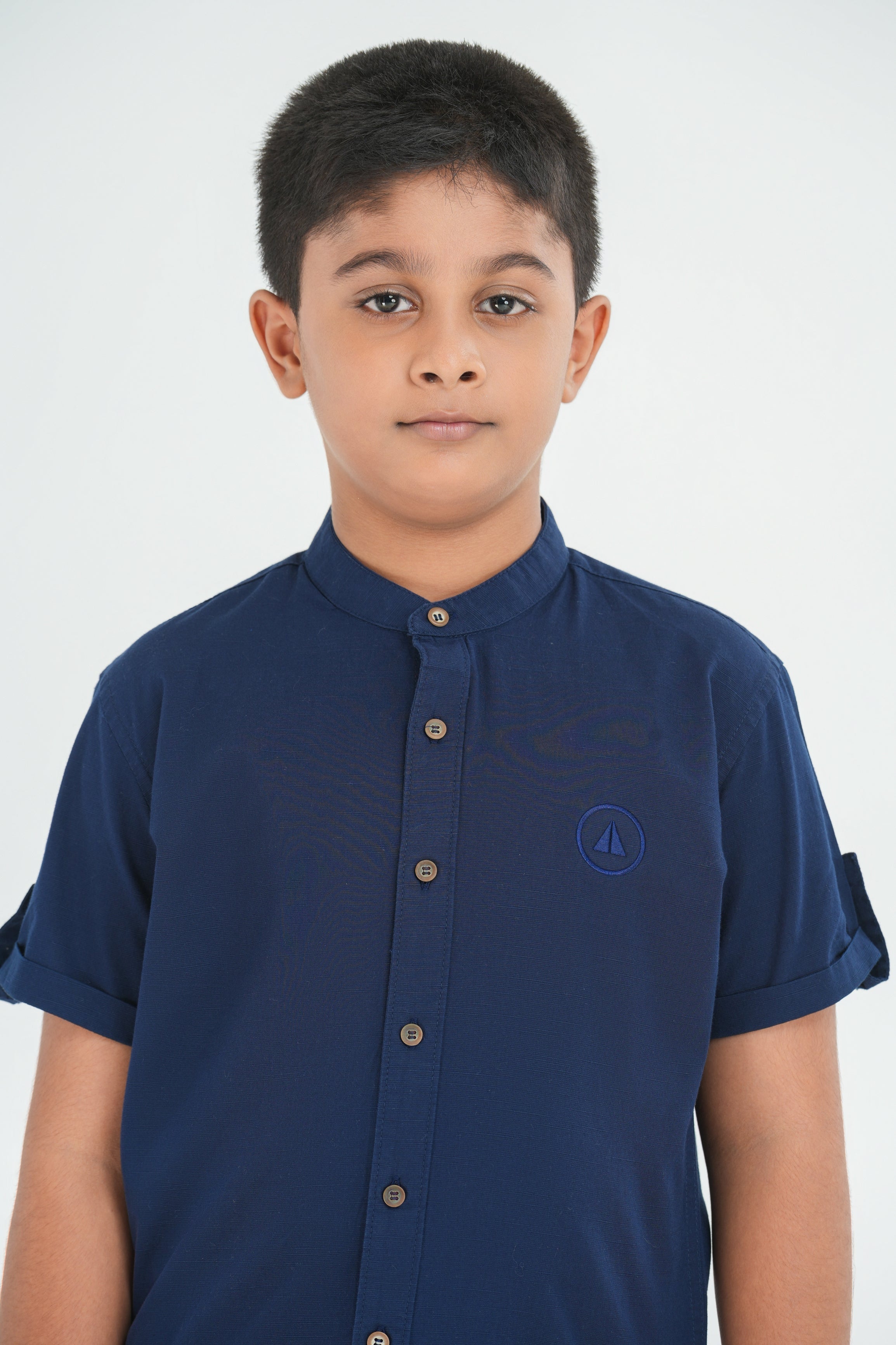 Kids' Slub Cotton Shirt with Short Sleeve – Navy | AnationZ Junior