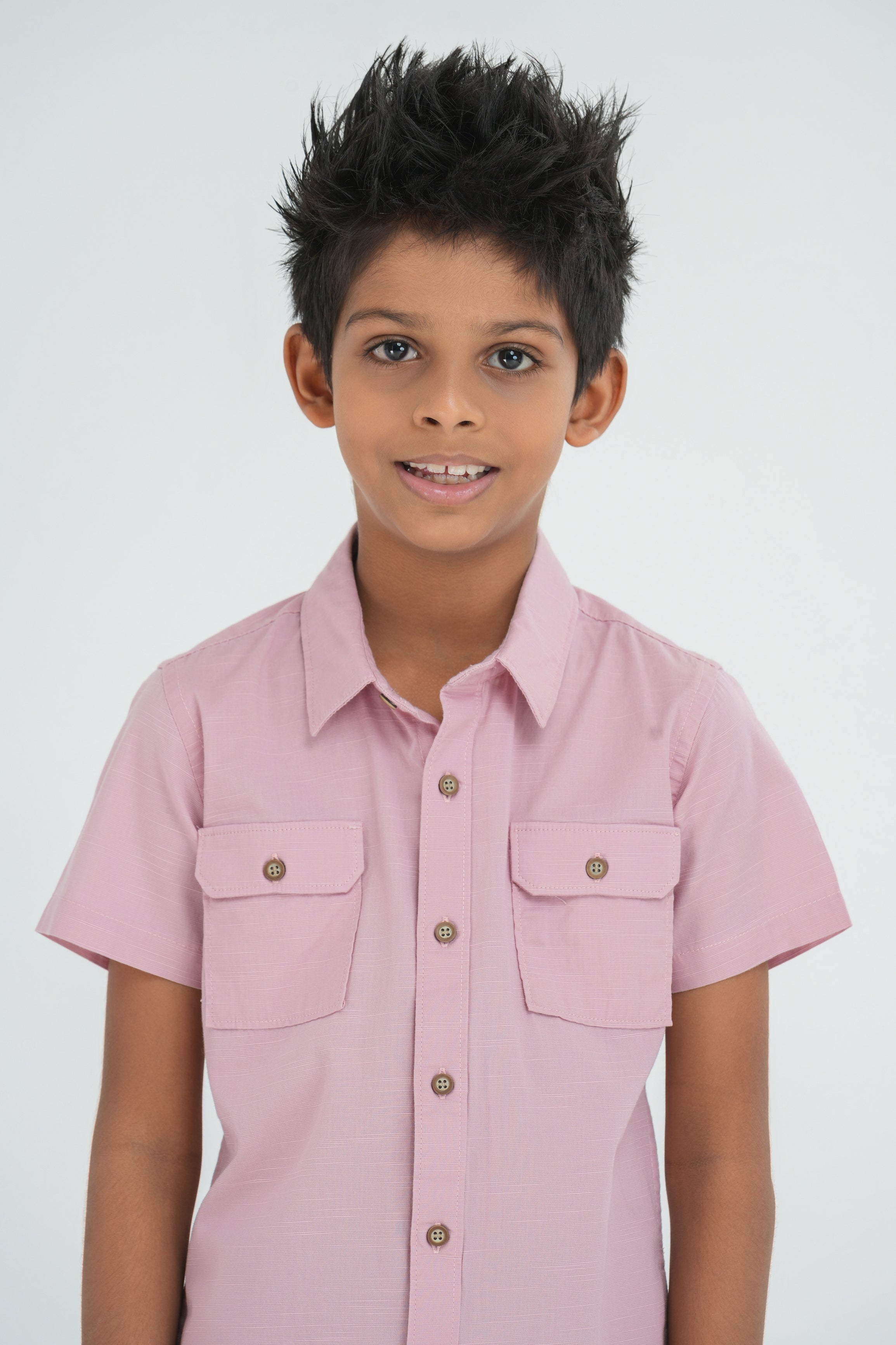 Kids' Cotton Shirt with Double Pocket Flap – Dusty Coral | AnationZ Junior