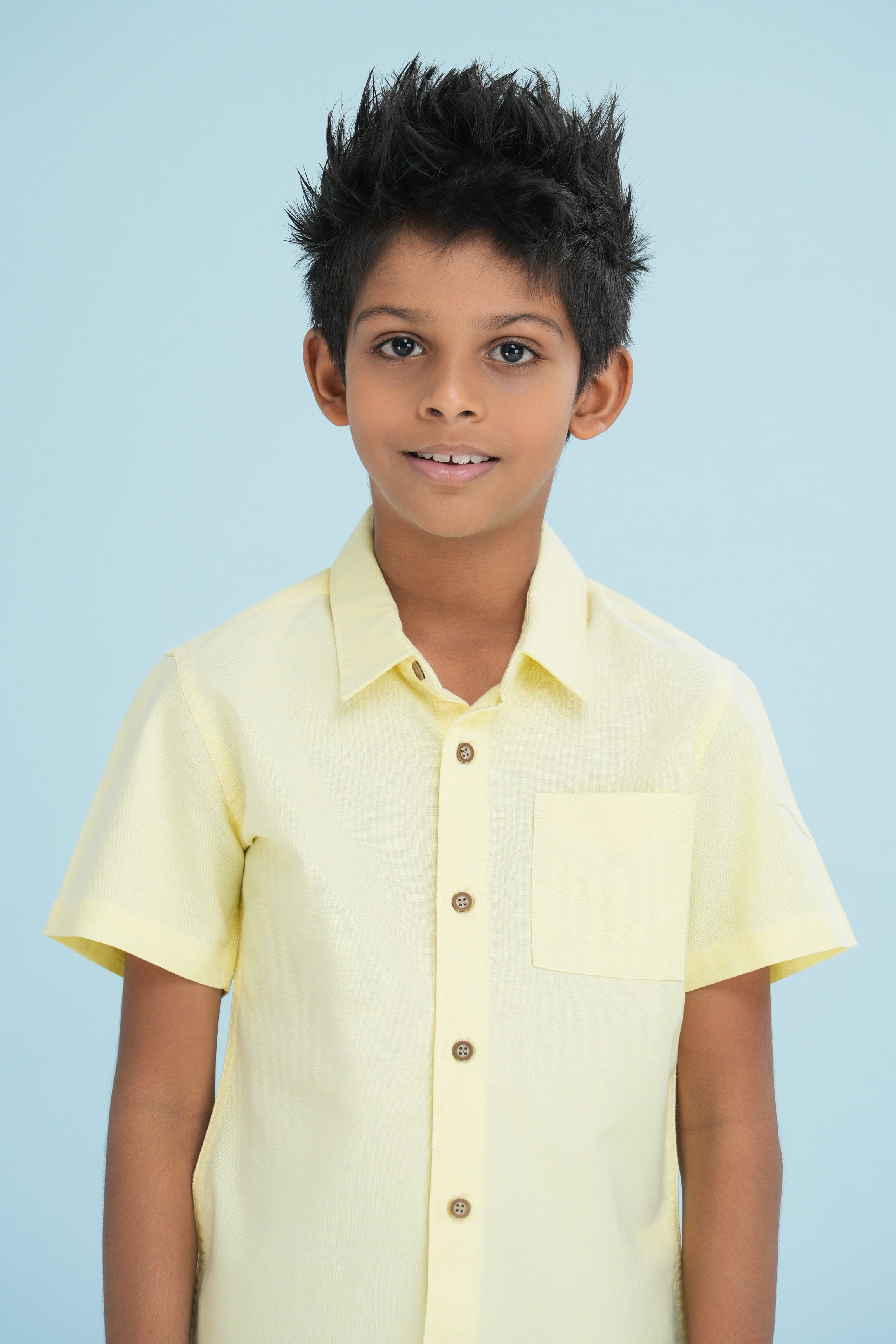 Kids' Normal Collar Linen Shirt – Yellow | AnationZ Junior