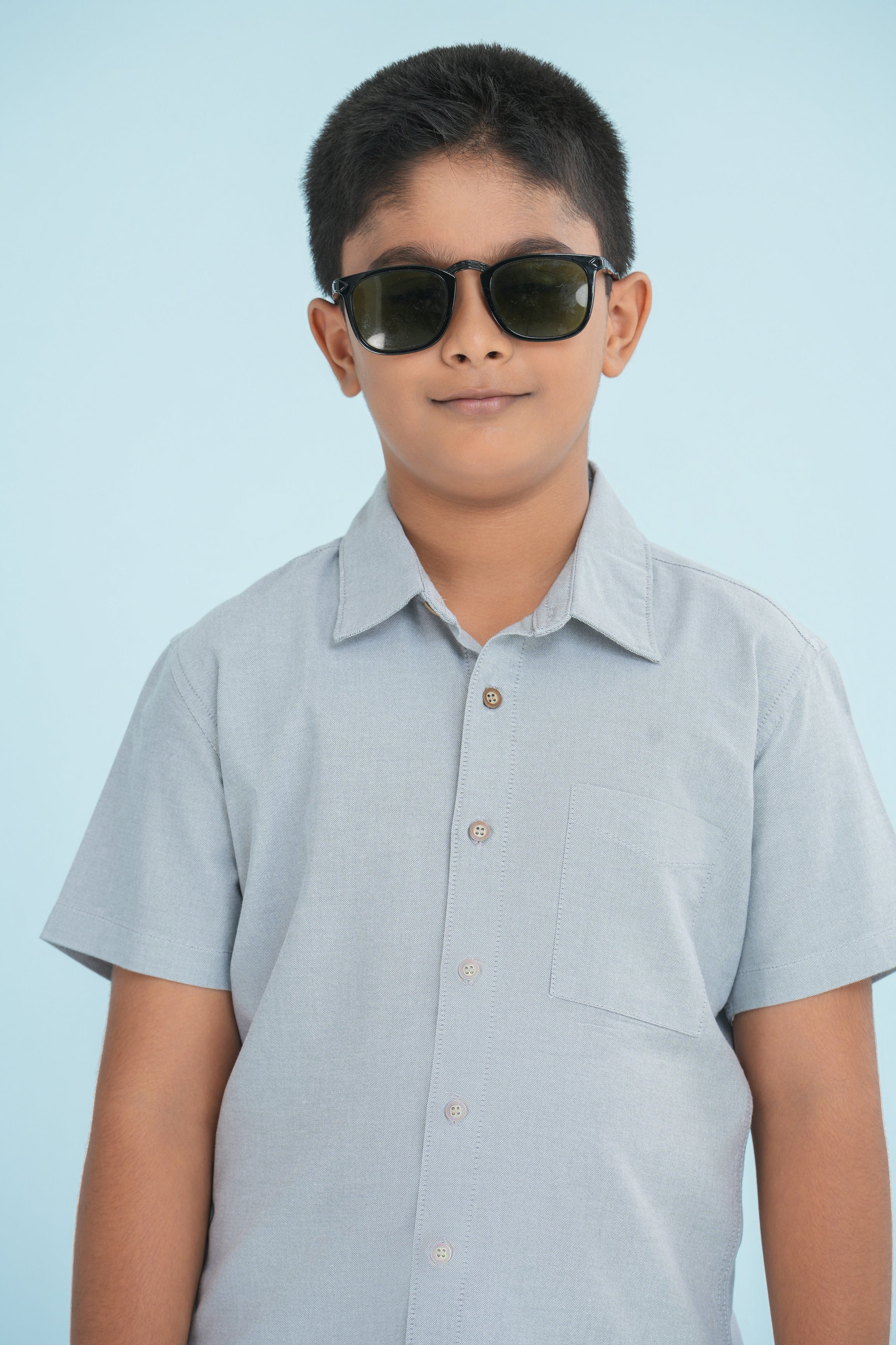 Kids' Oxford Cotton Shirt – Light Grey | AnationZ Junior