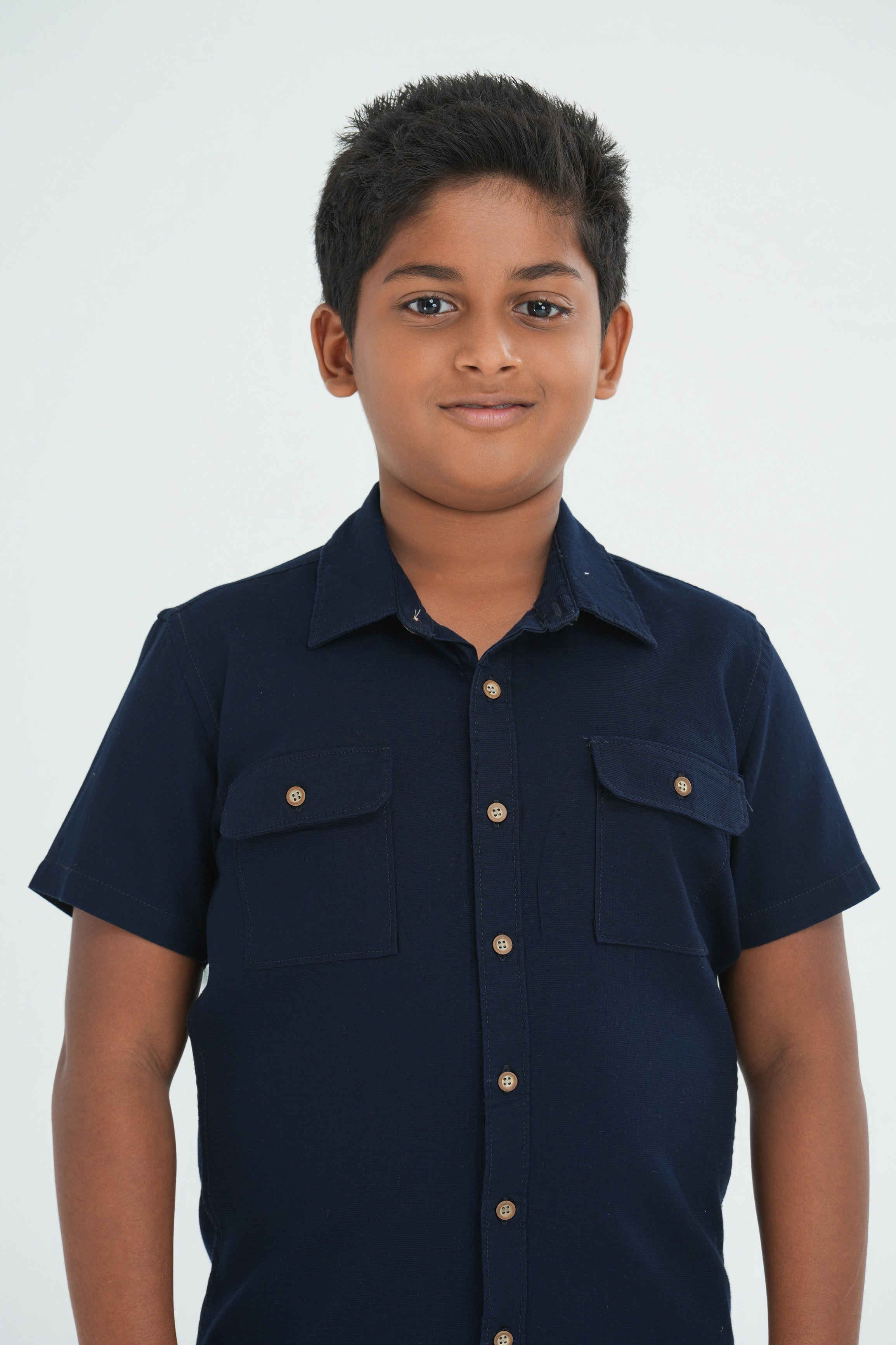 Kids' Normal Collar Cotton Shirt – Navy | AnationZ Junior