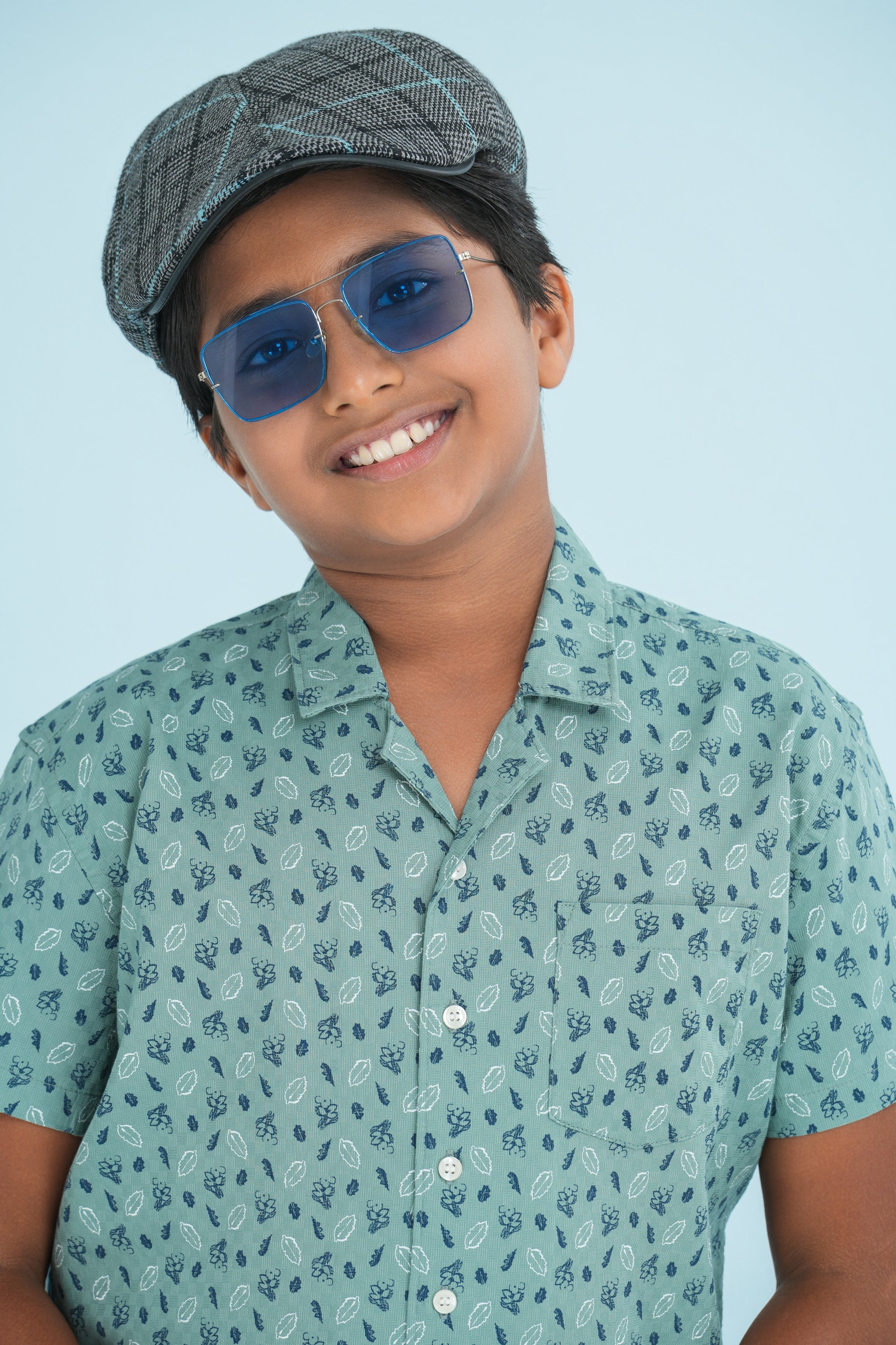 Kids’ Printed Shirt – Olive Leaf Sketch | AnationZ Junior