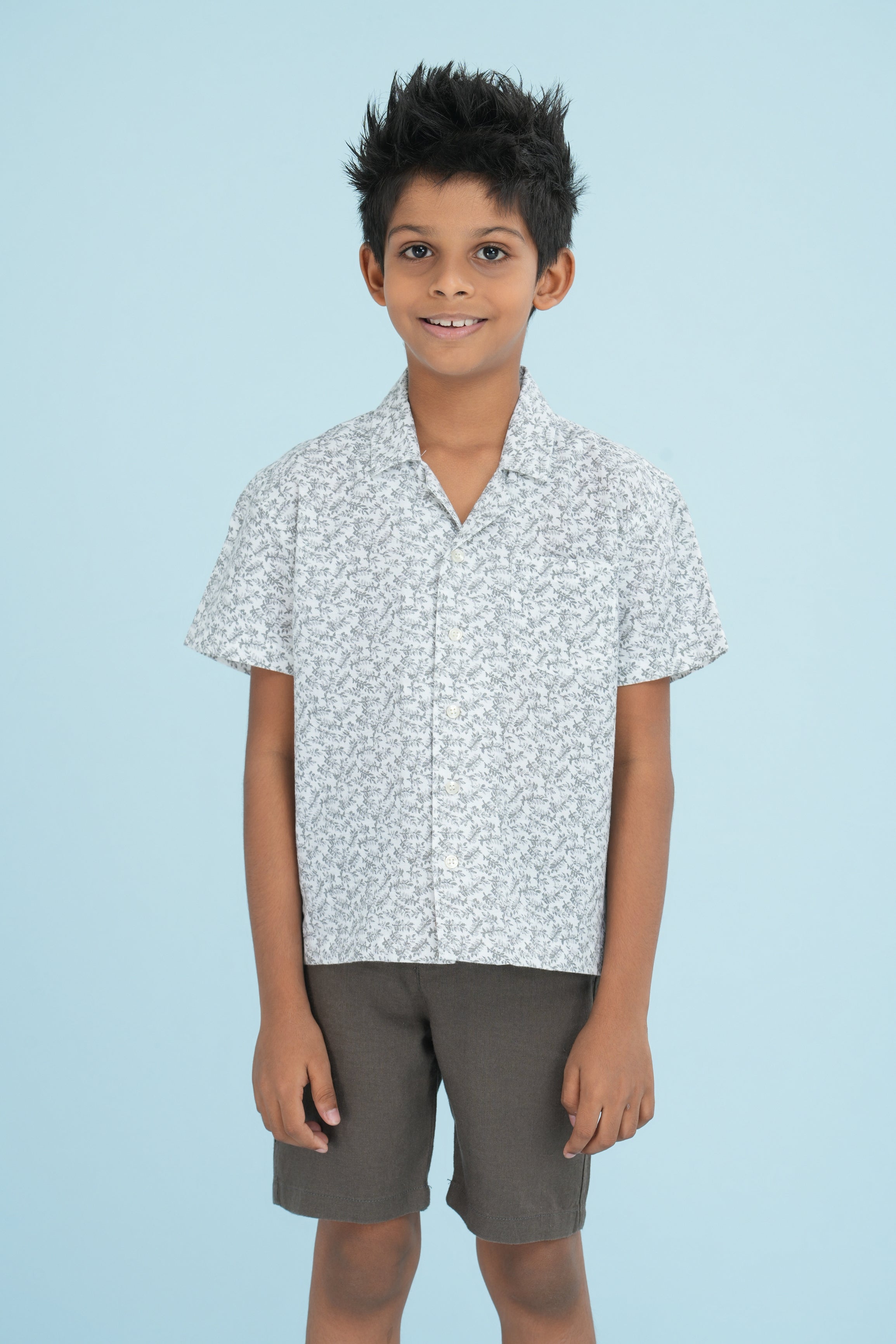 Kids’ Printed Shirt – Monochrome Floral | AnationZ Junior