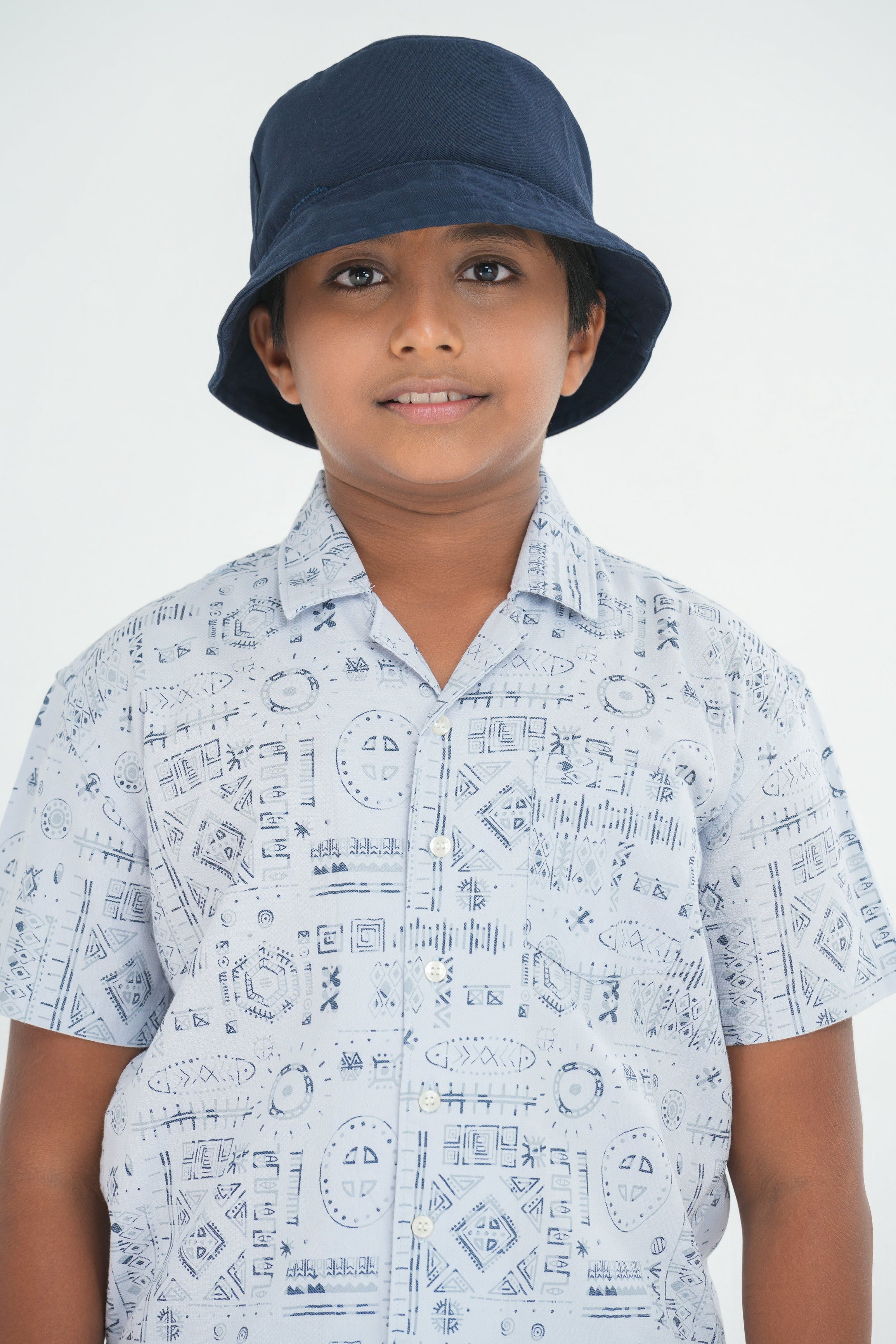 Kids’ Printed Shirt – Grey Motif | AnationZ Junior