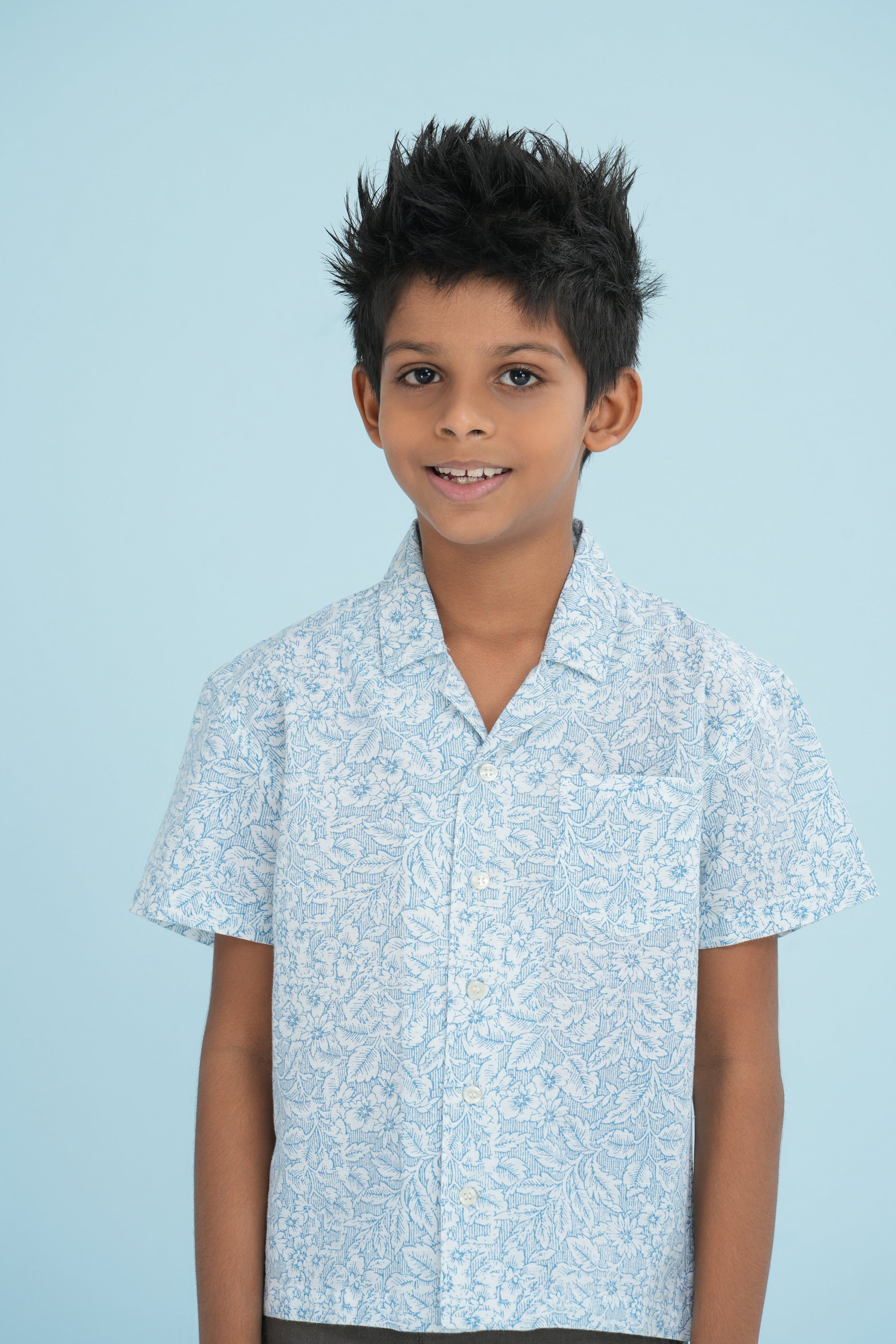 Kids’ Printed Shirt – Sky Leaf | AnationZ Junior