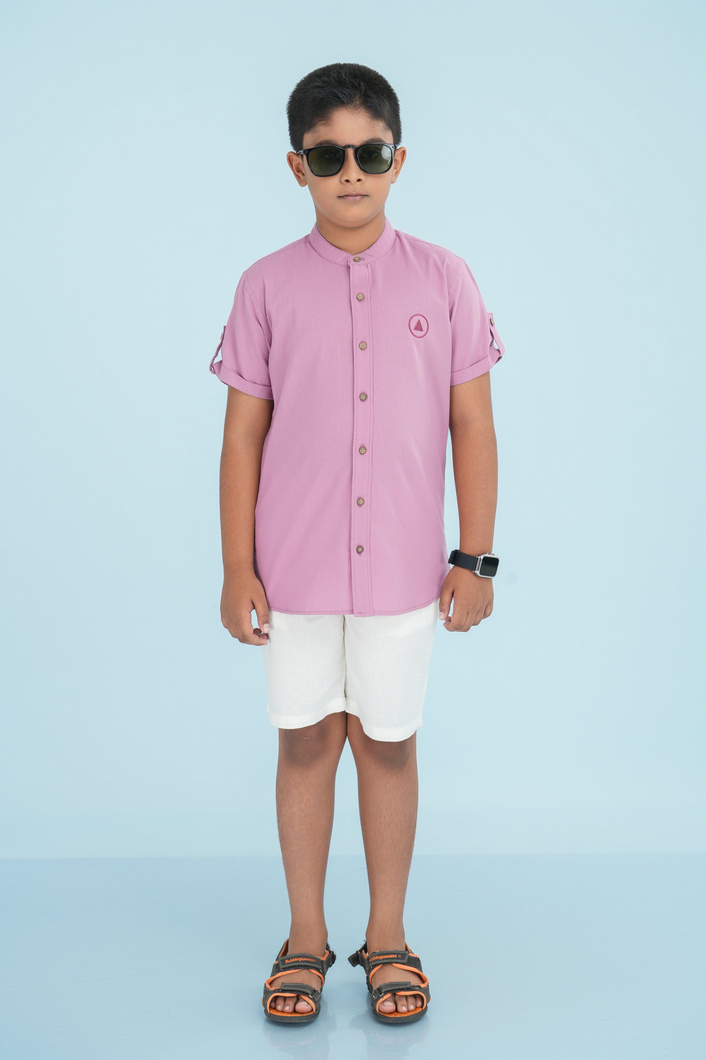 Kids' Linen Cotton Shirt with Sleeve Detail – Dusty Rose | AnationZ Junior