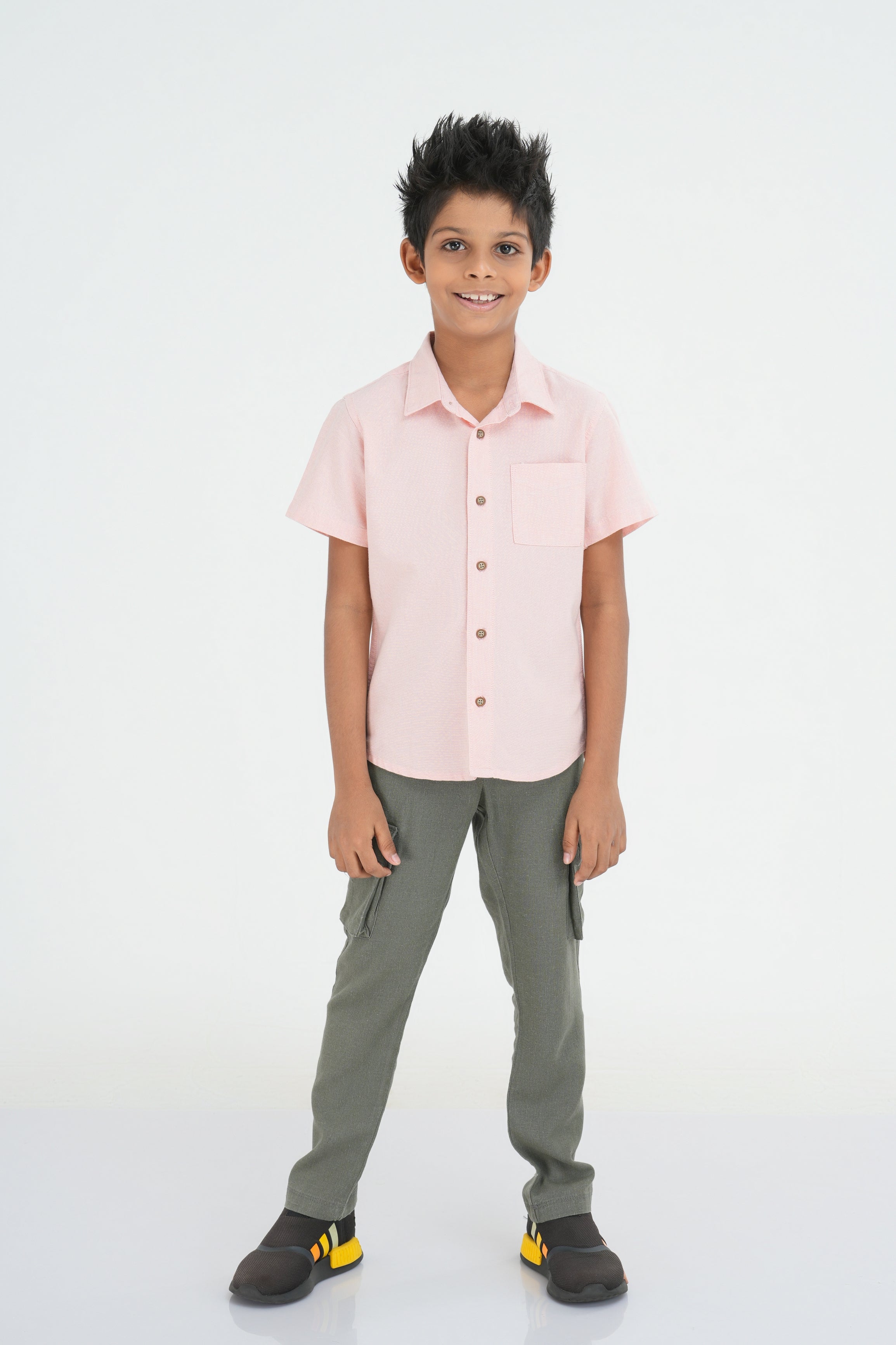 Kids' Normal Collar Linen Shirt – Peach | AnationZ Junior