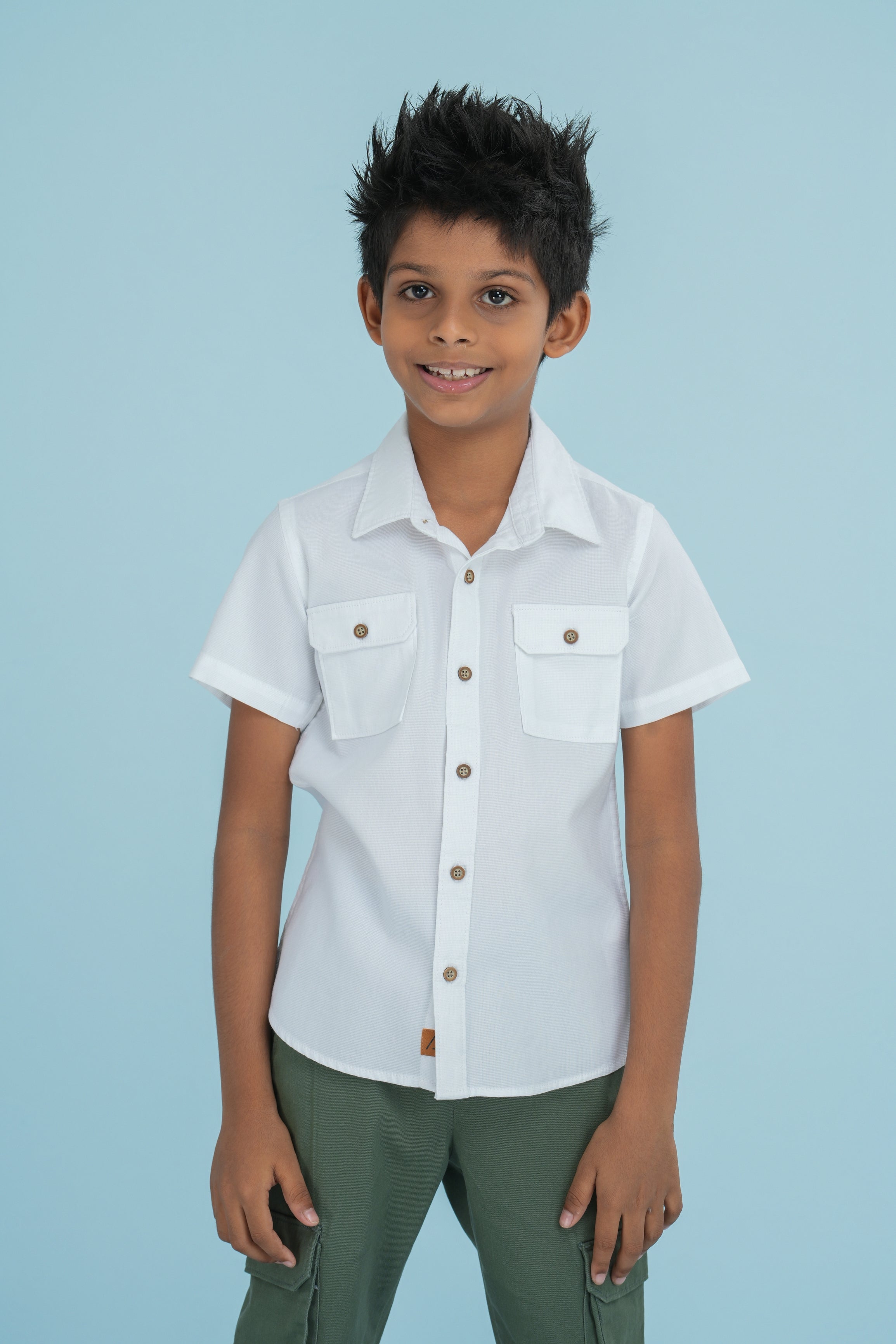 Kids' Normal Collar Cotton Shirt – White | AnationZ Junior