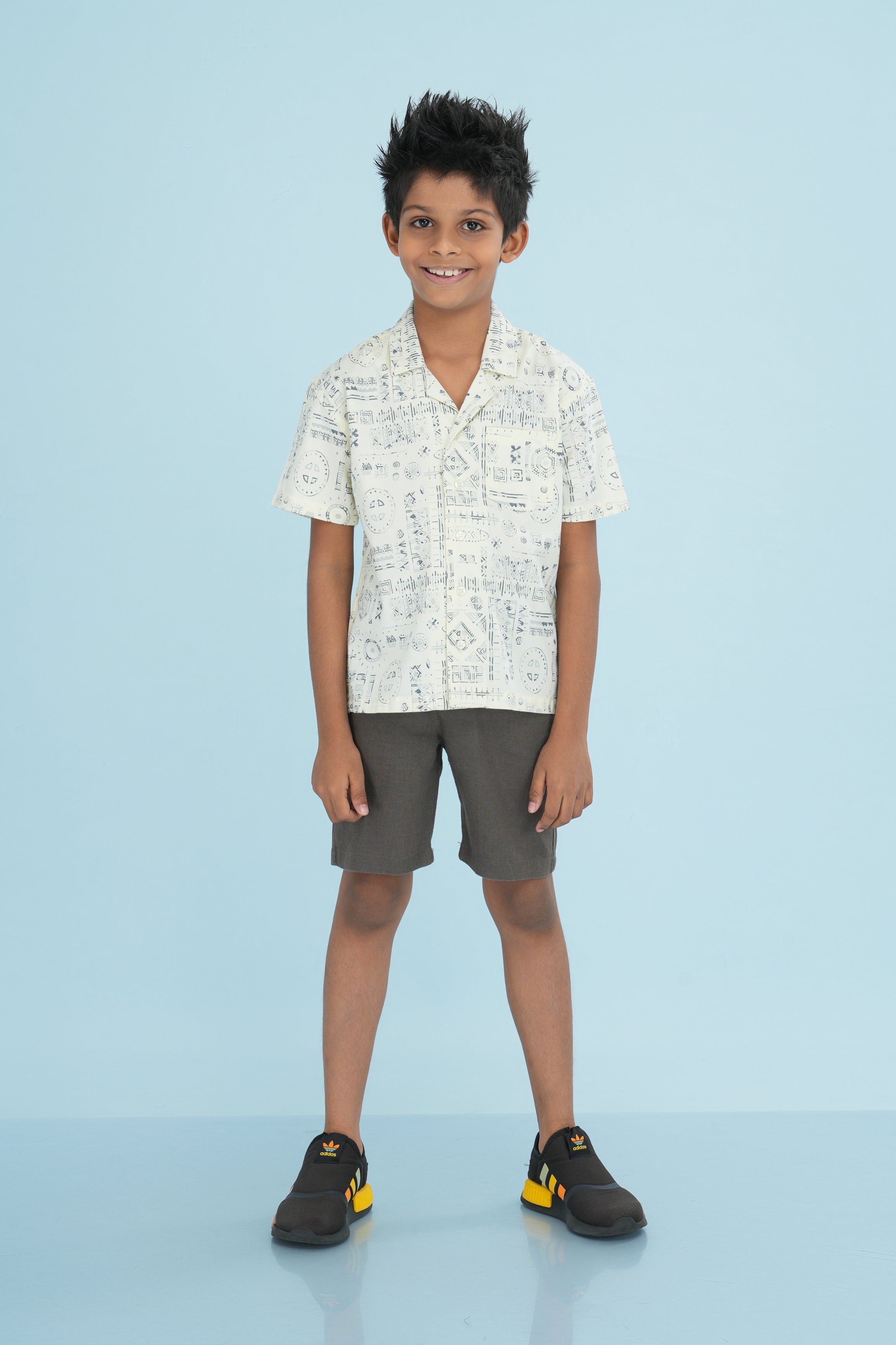 Kids’ Printed Shirt – Cream Aztec | AnationZ Junior