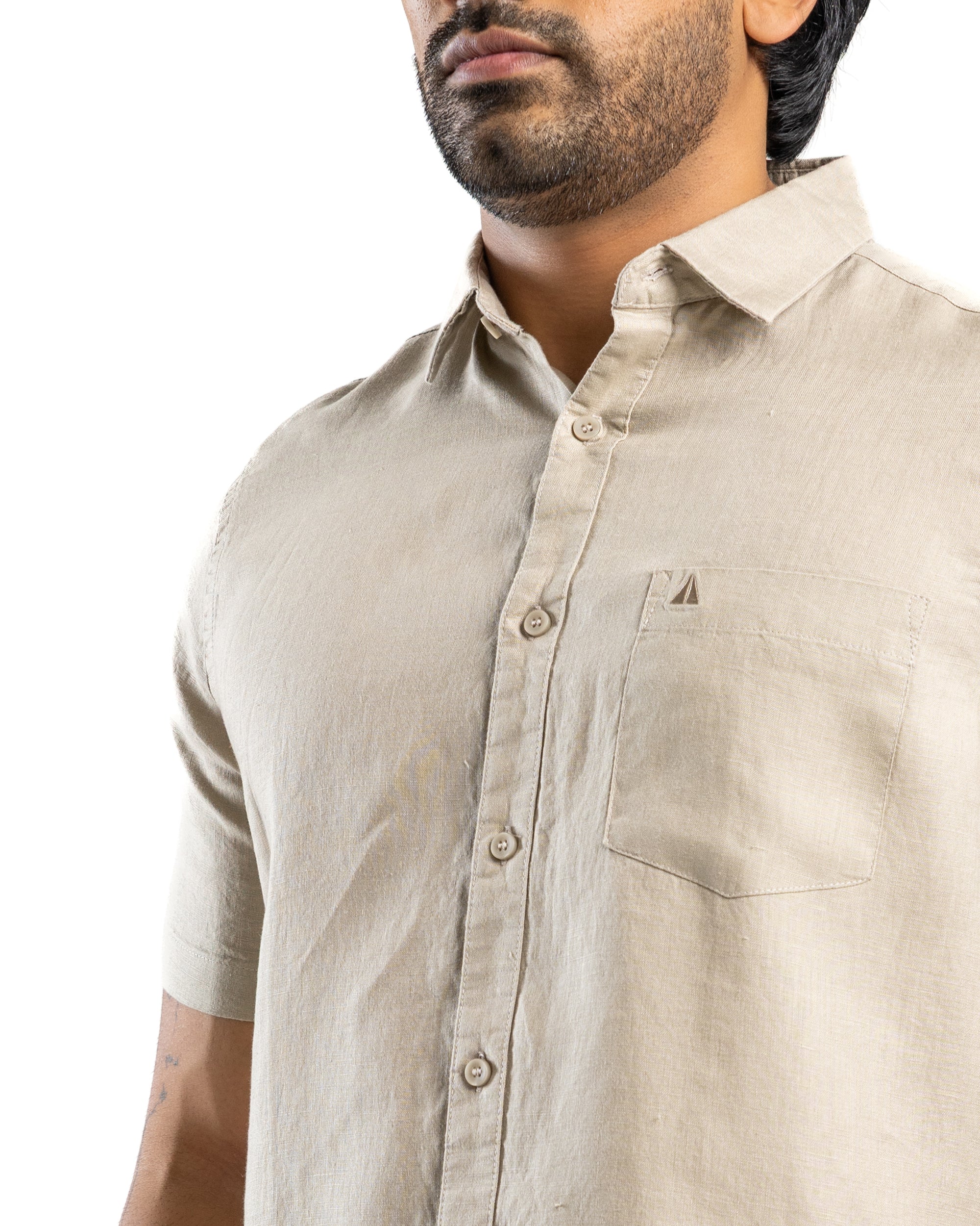 AnationZ Luxe Linen Short Sleeve Shirt - Aged Ivory Sri Lanka
