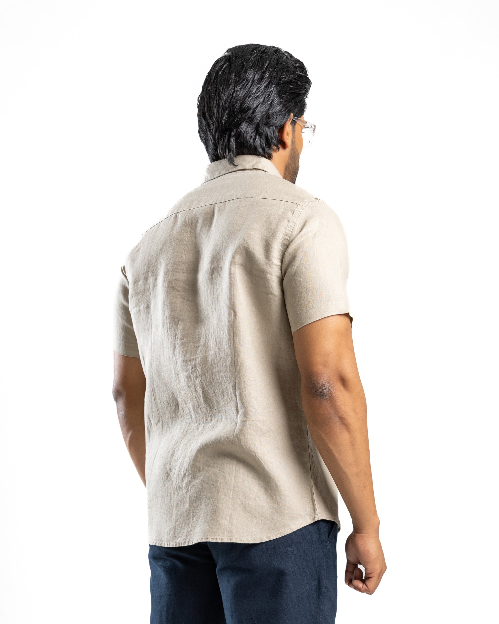 AnationZ Luxe Linen Short Sleeve Shirt - Aged Ivory Sri Lanka
