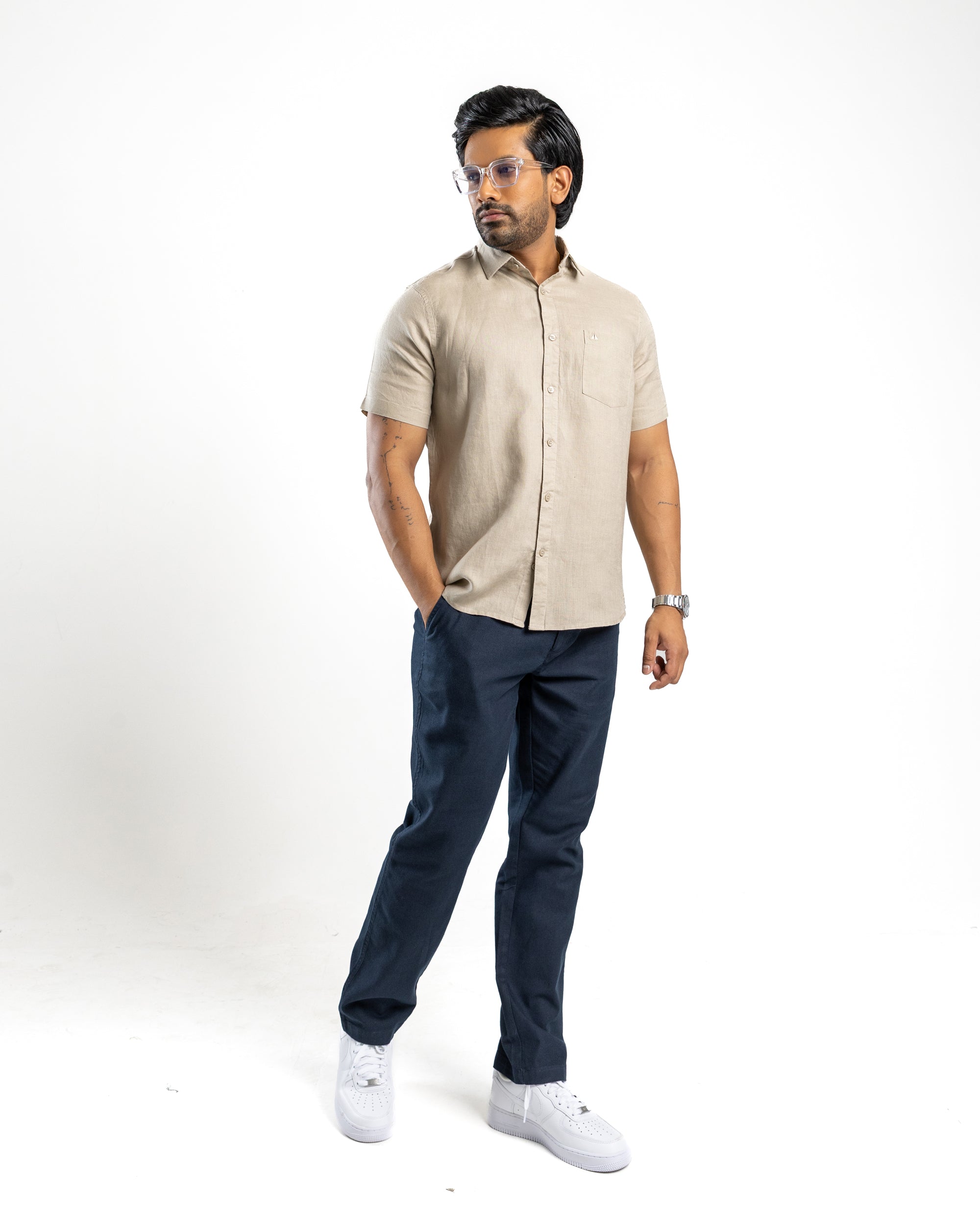 AnationZ Luxe Linen Short Sleeve Shirt - Aged Ivory Sri Lanka
