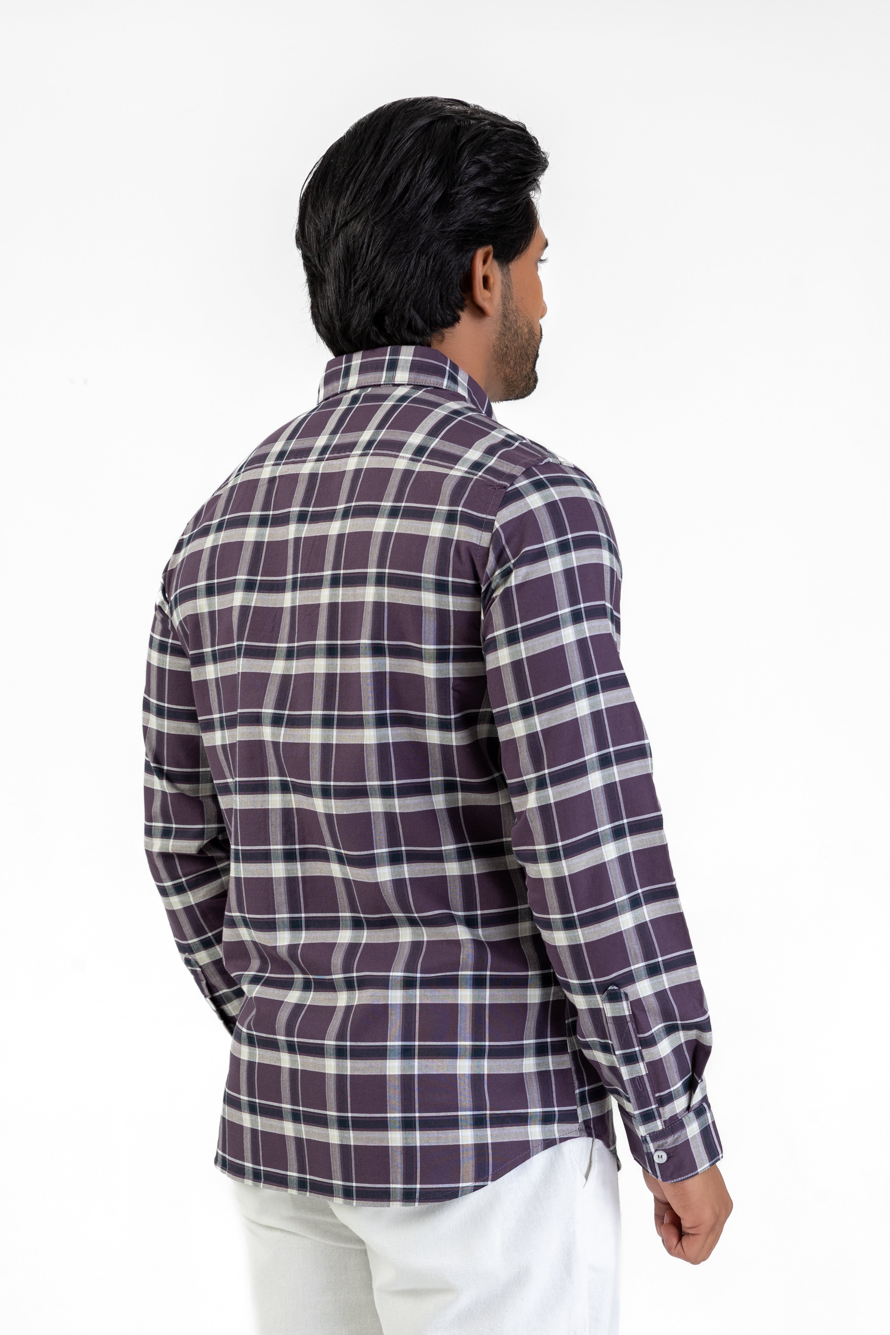 Cotton Check Shirt – Purple