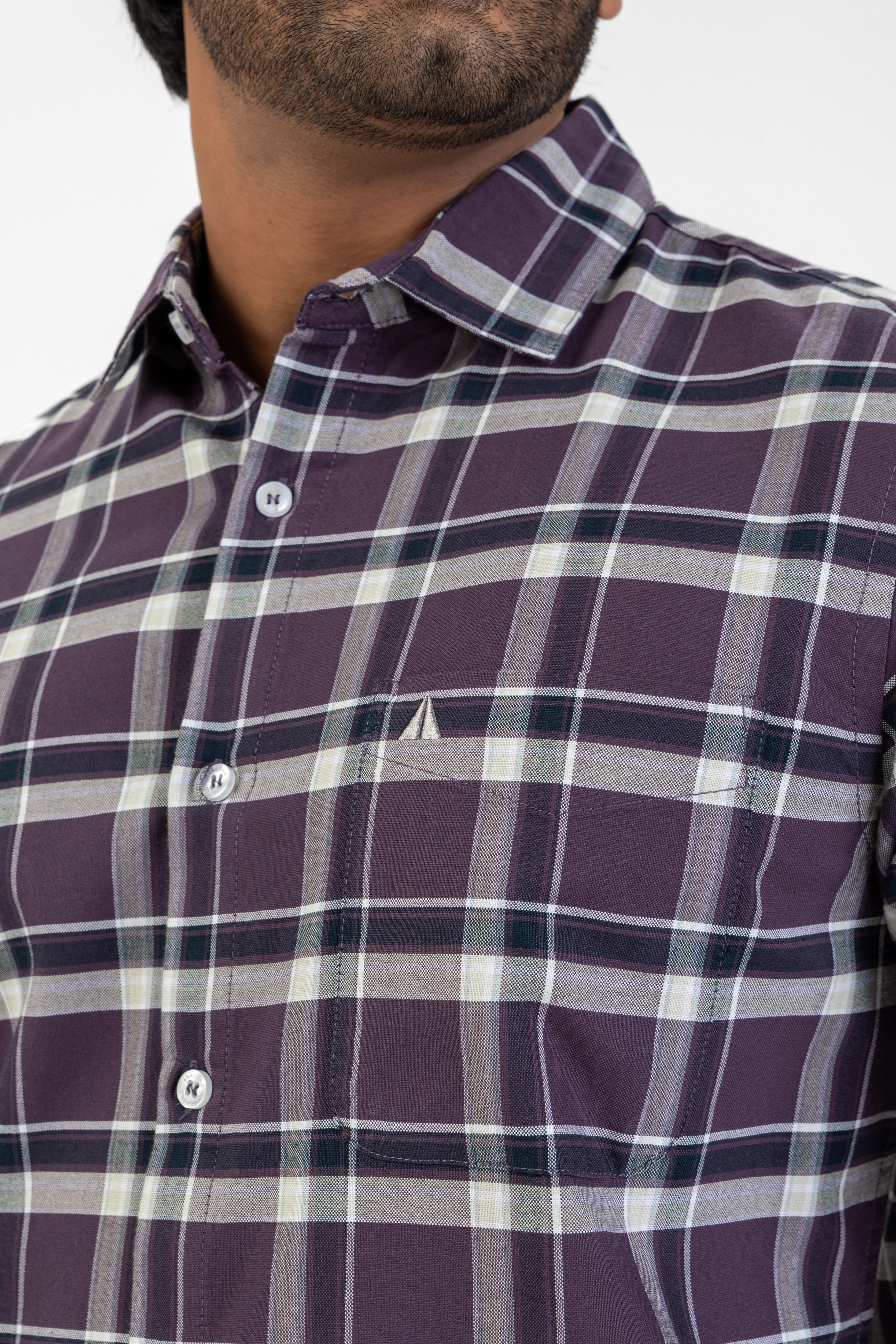 Cotton Check Shirt – Purple