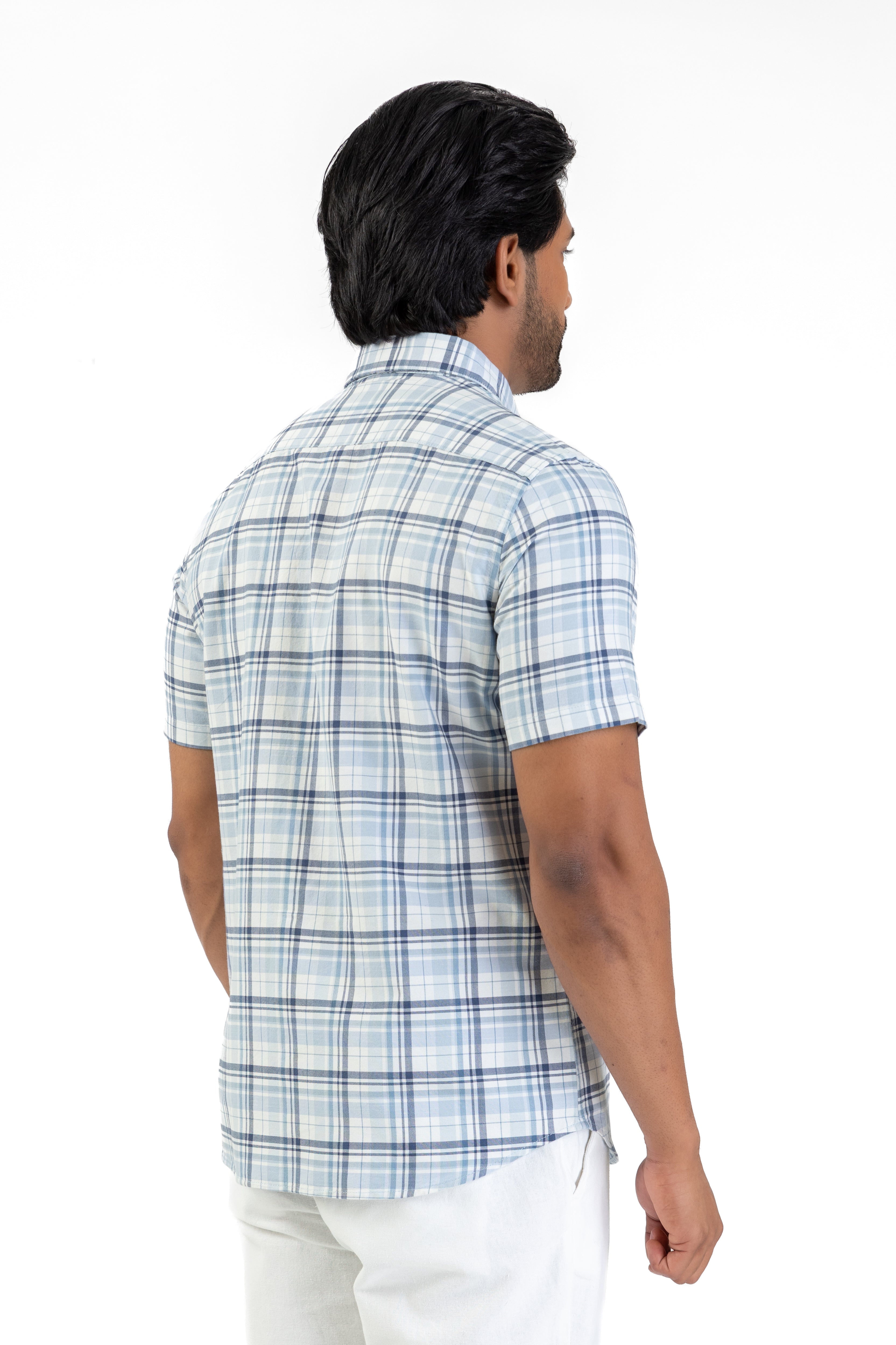 Cotton Check Shirt – Light Blue