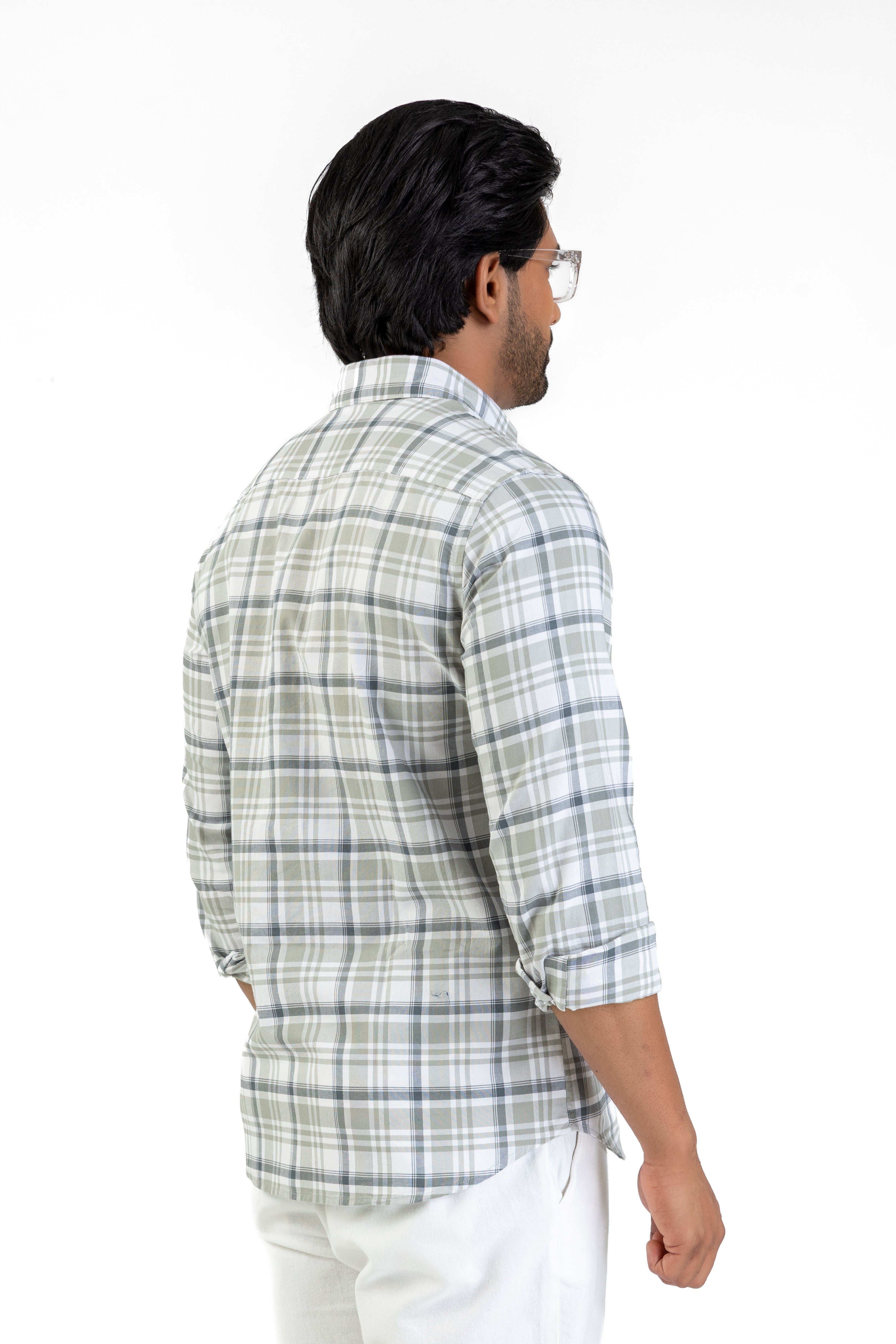 Cotton Check Shirt – Light Grey