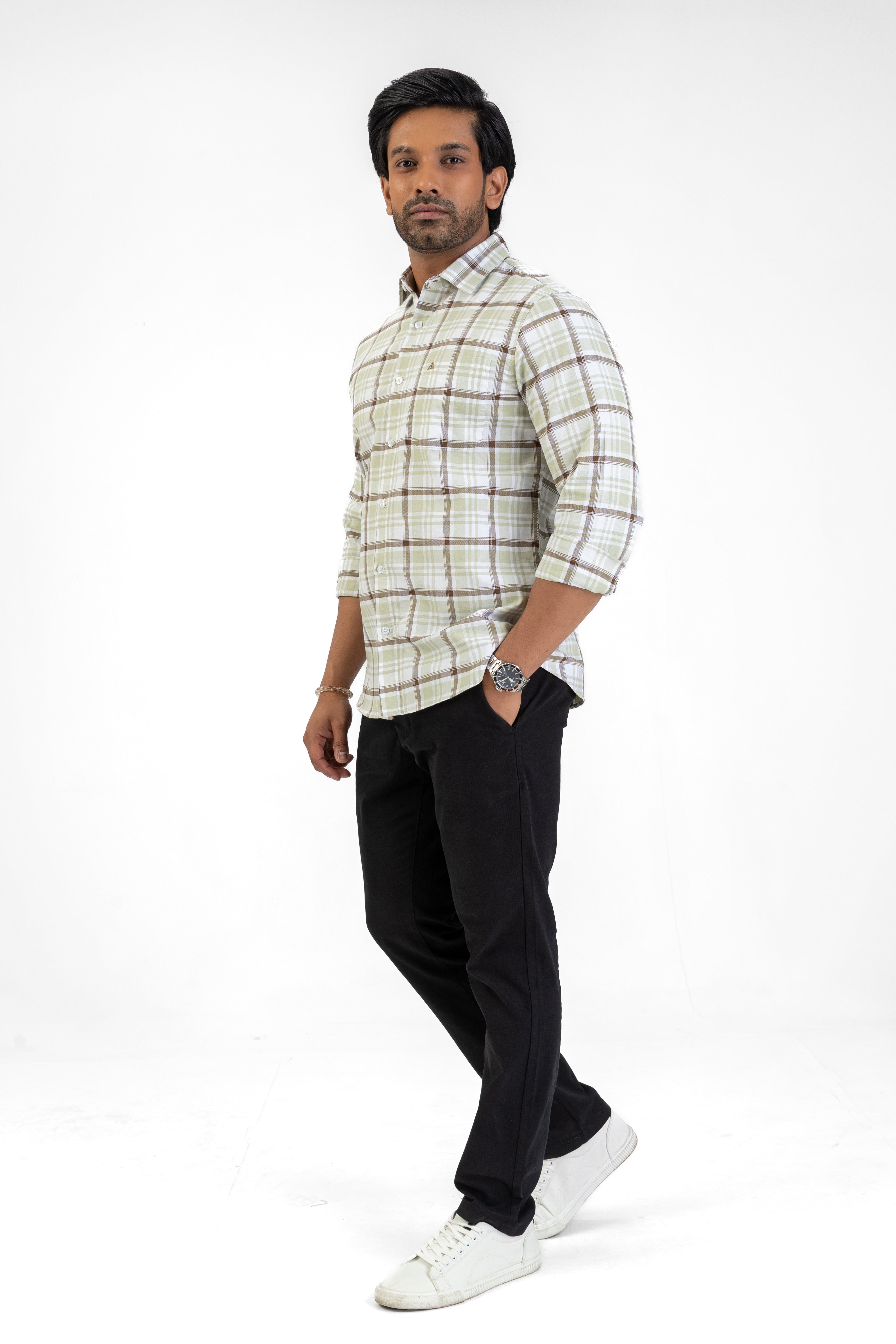 Cotton Check Shirt – White
