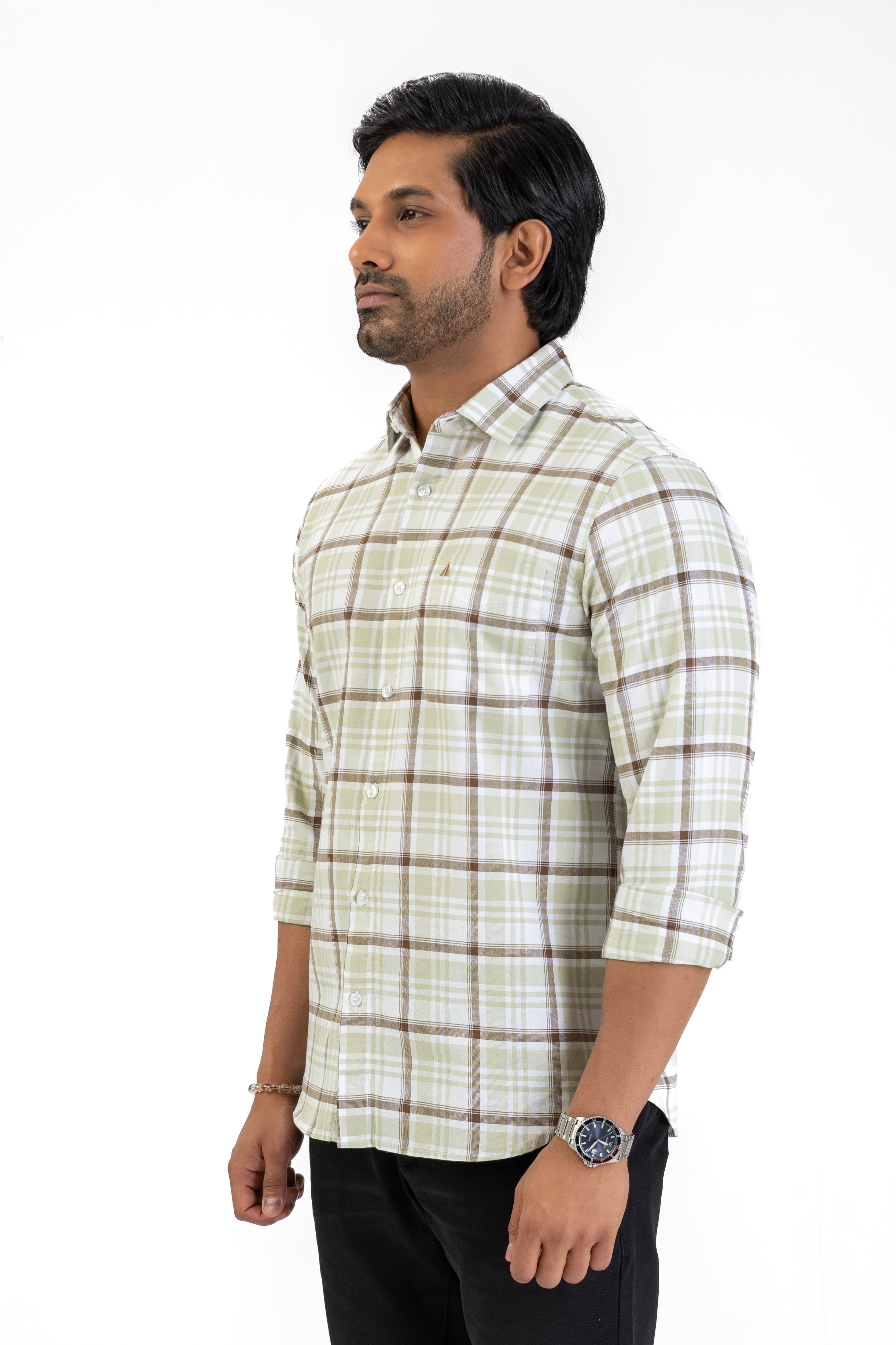 Cotton Check Shirt – White