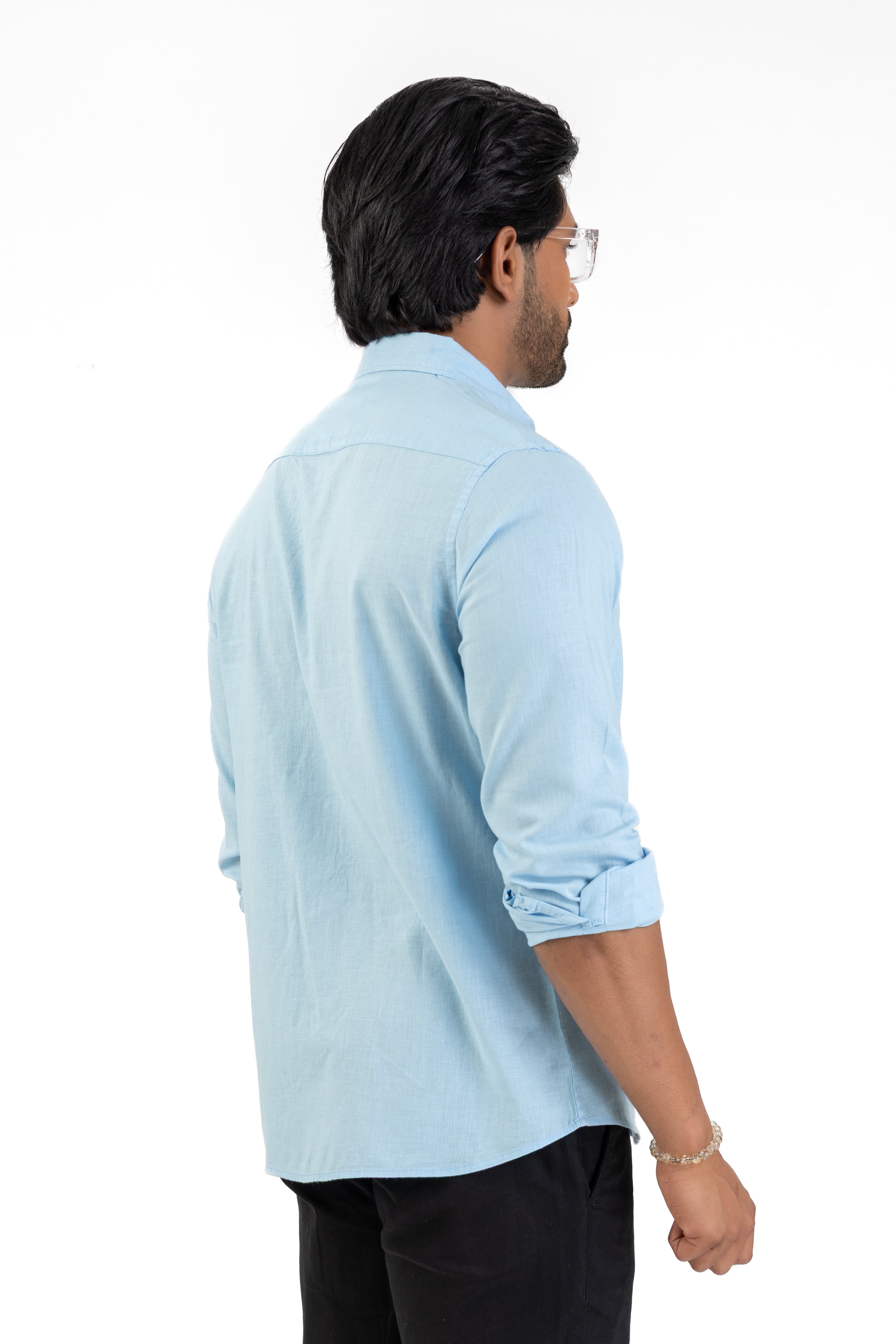 Linen Cotton Long Sleeve Shirt – Light Blue