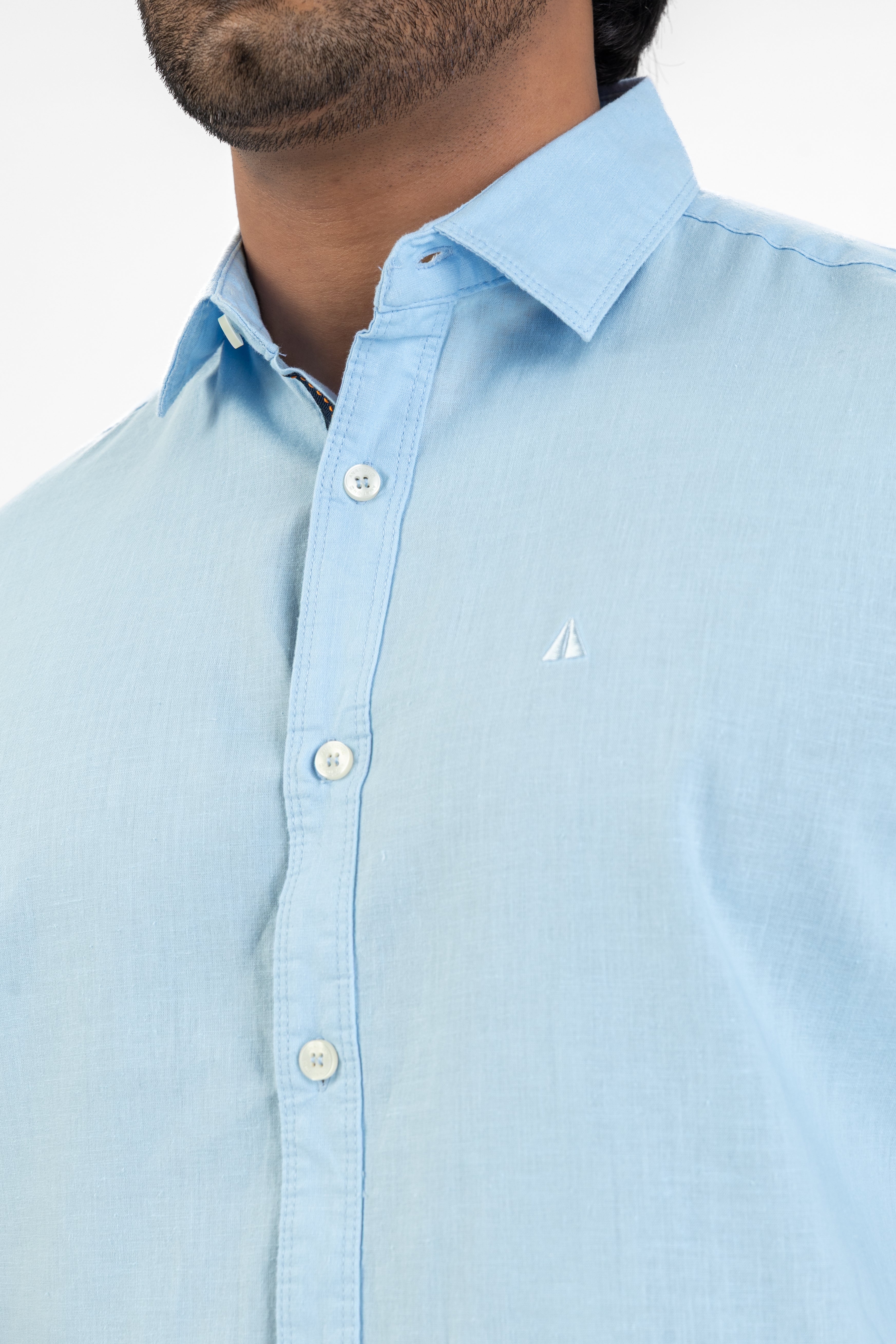 Linen Cotton Long Sleeve Shirt – Light Blue