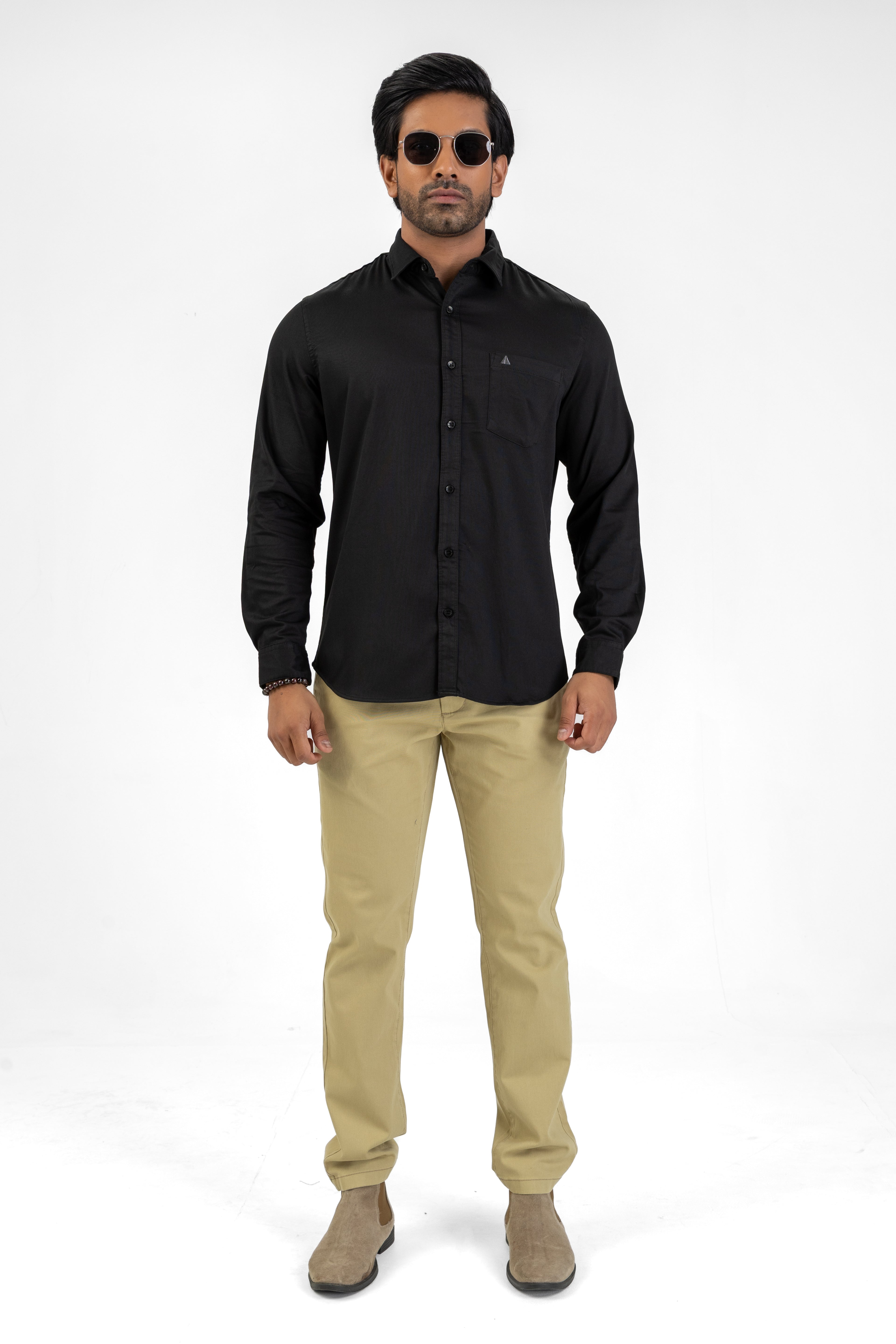 Cord Lycra Stretch Shirt – Black