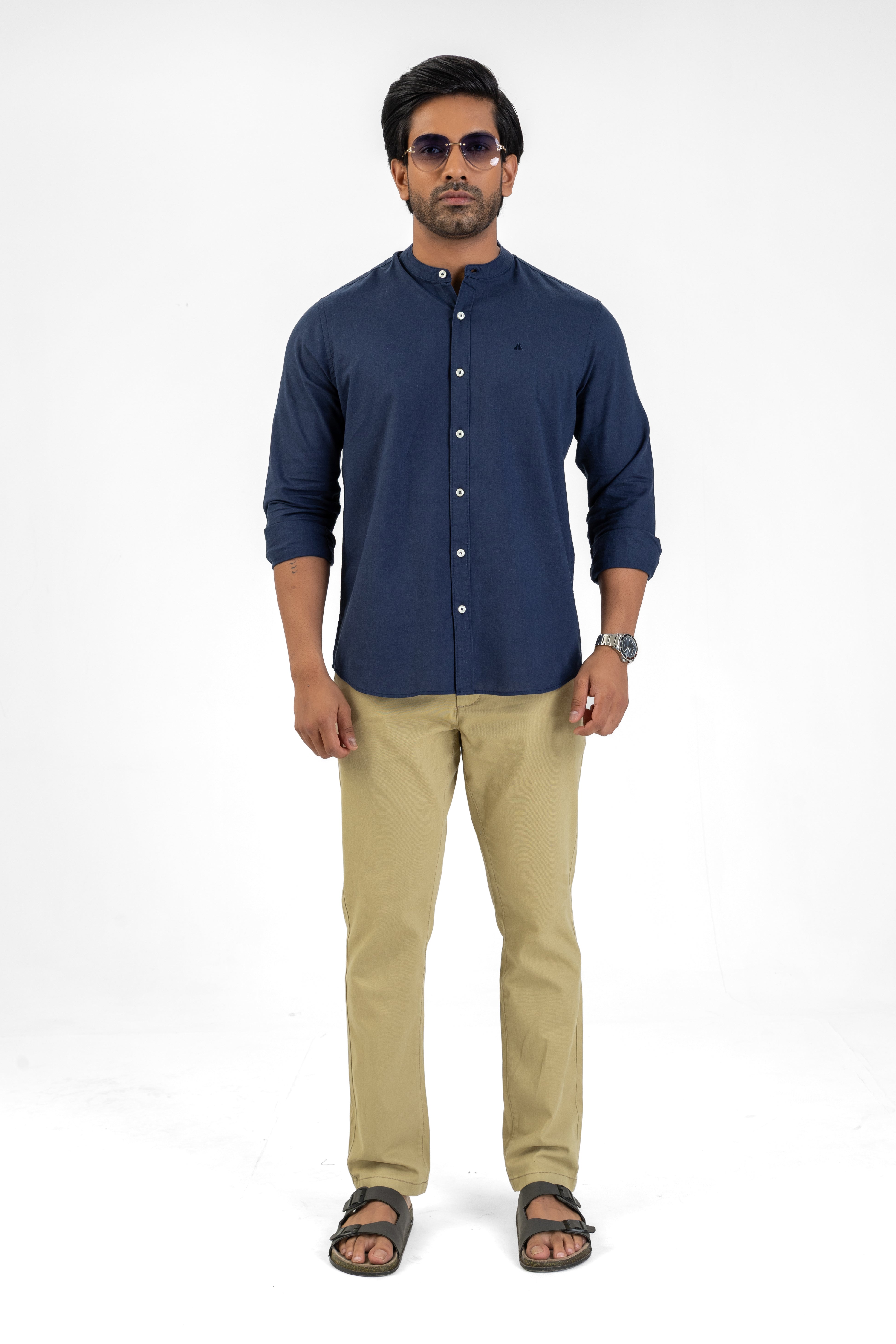 AnationZ Heritage Linen Chinese Collar Shirt -  Sri Lanka
