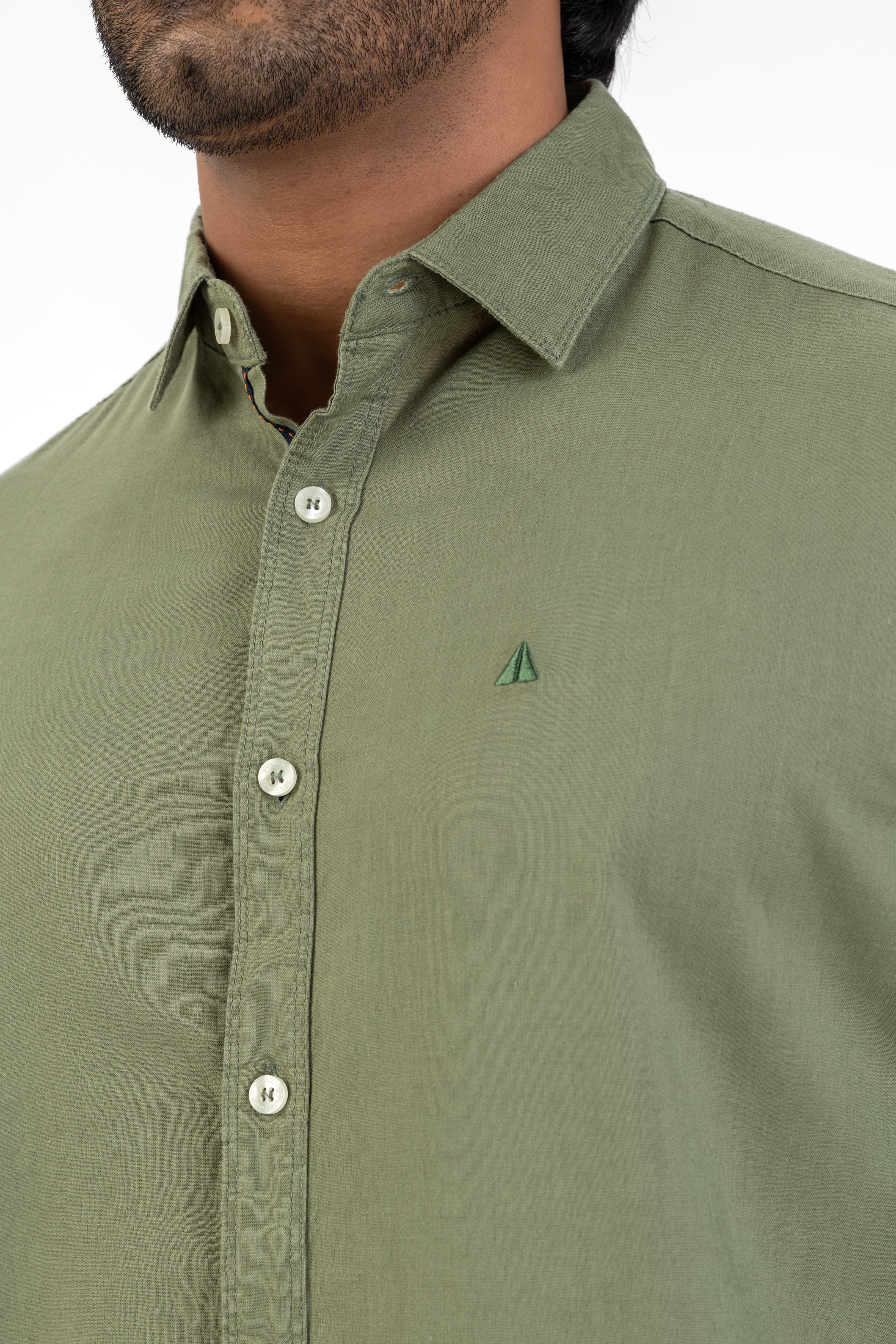 Linen Cotton Long Sleeve Shirt – Green