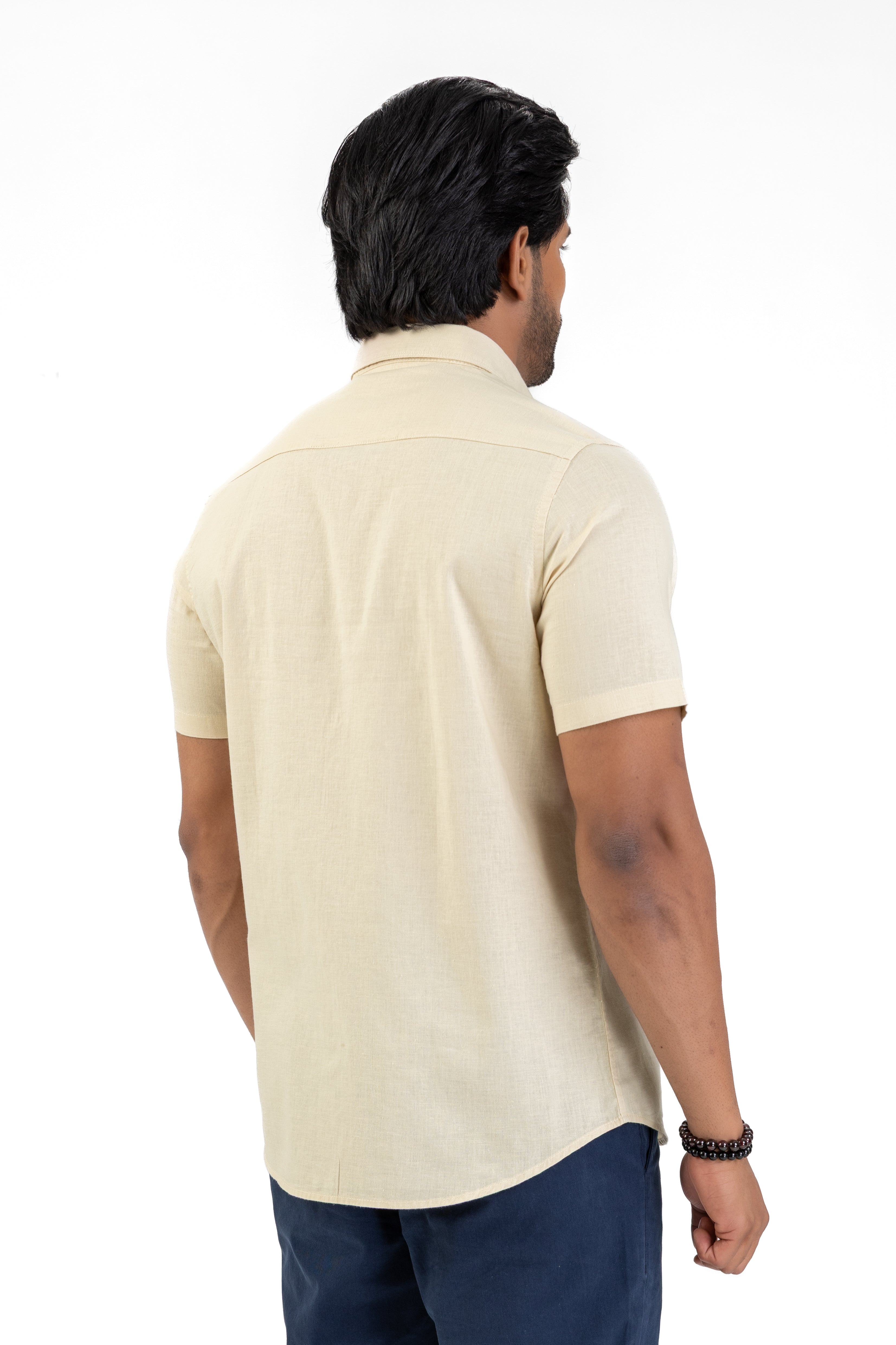 Short Sleeve Linen Cotton Shirt – Beige