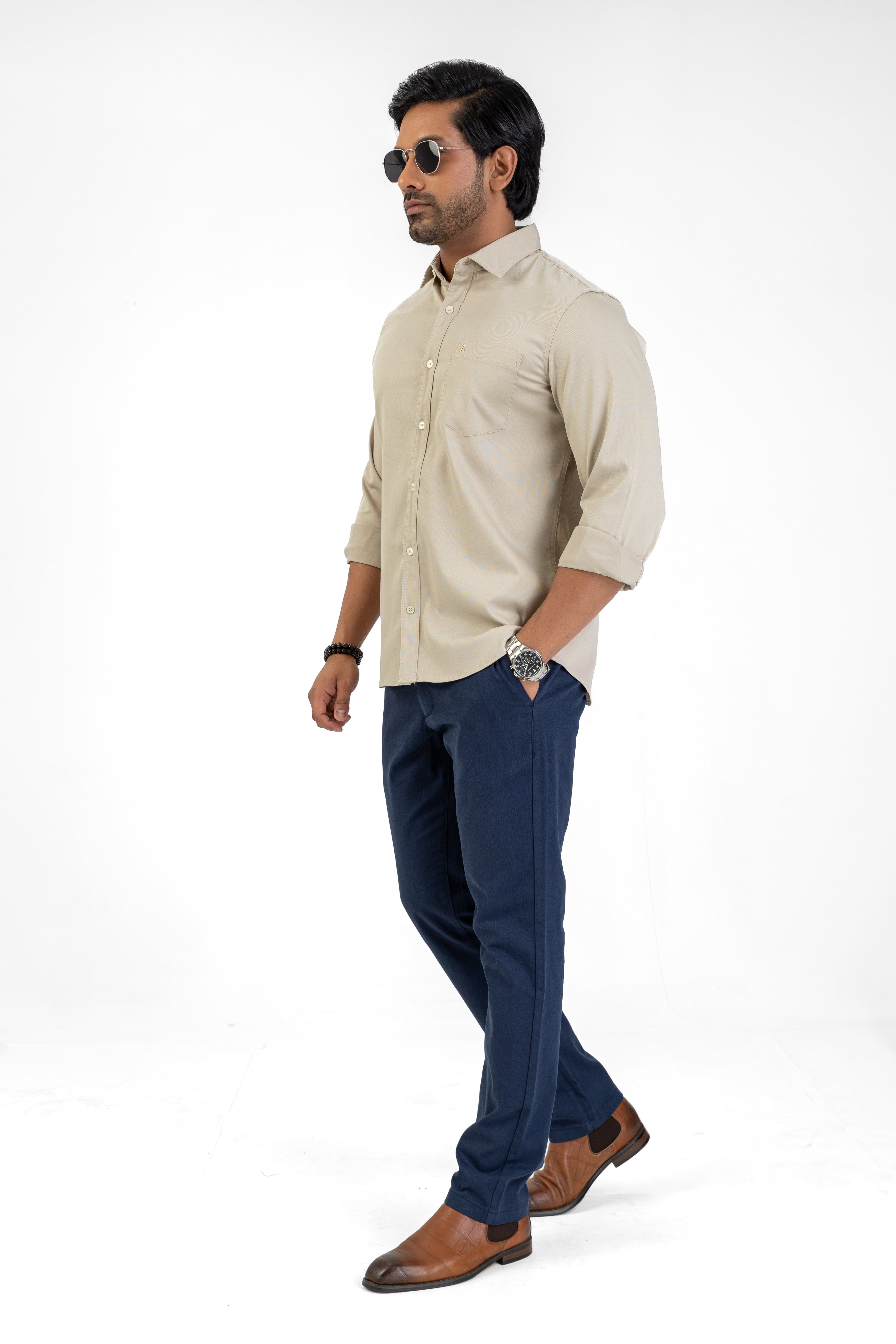 Cord Lycra Stretch Shirt – Cream