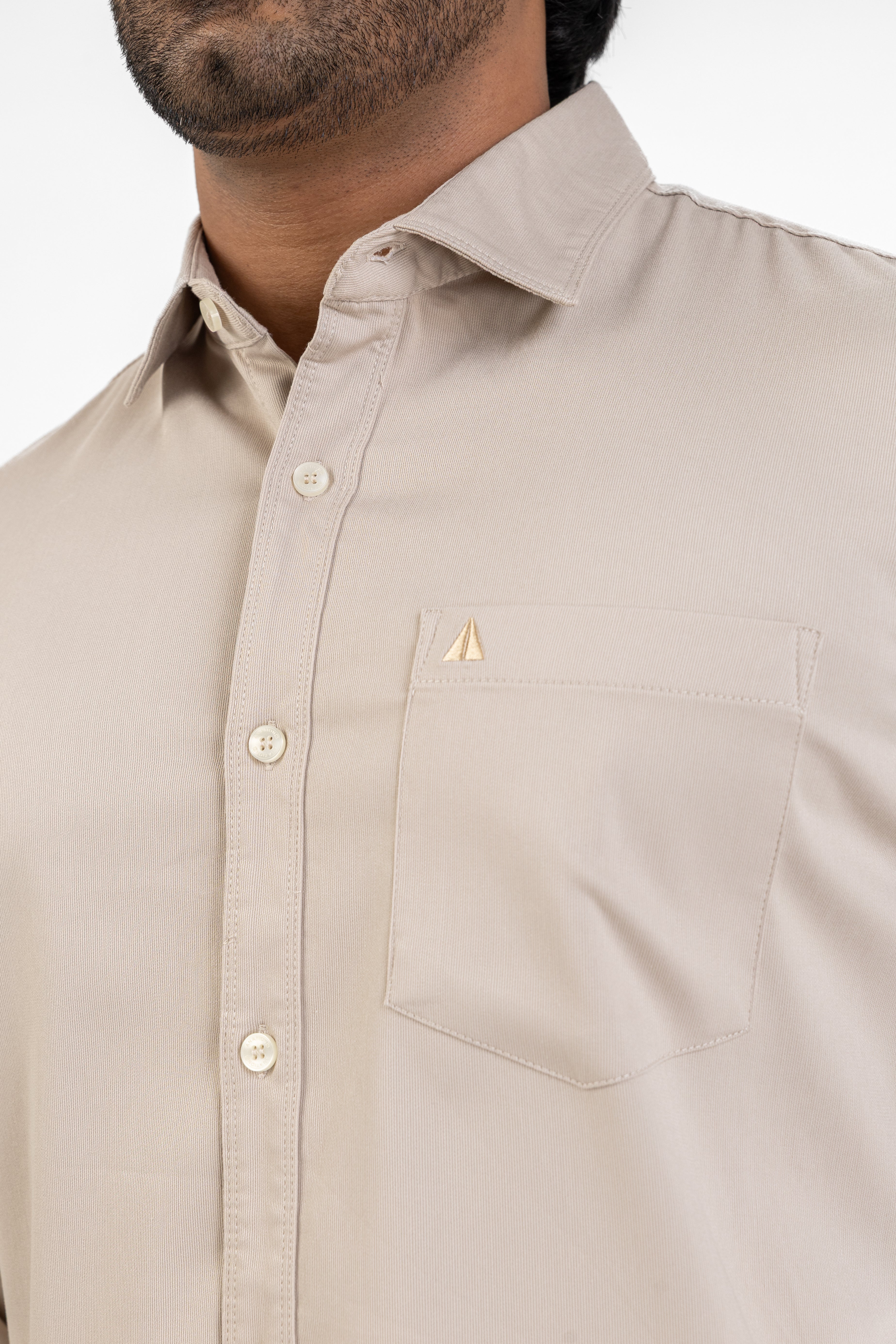 Cord Lycra Stretch Shirt – Cream