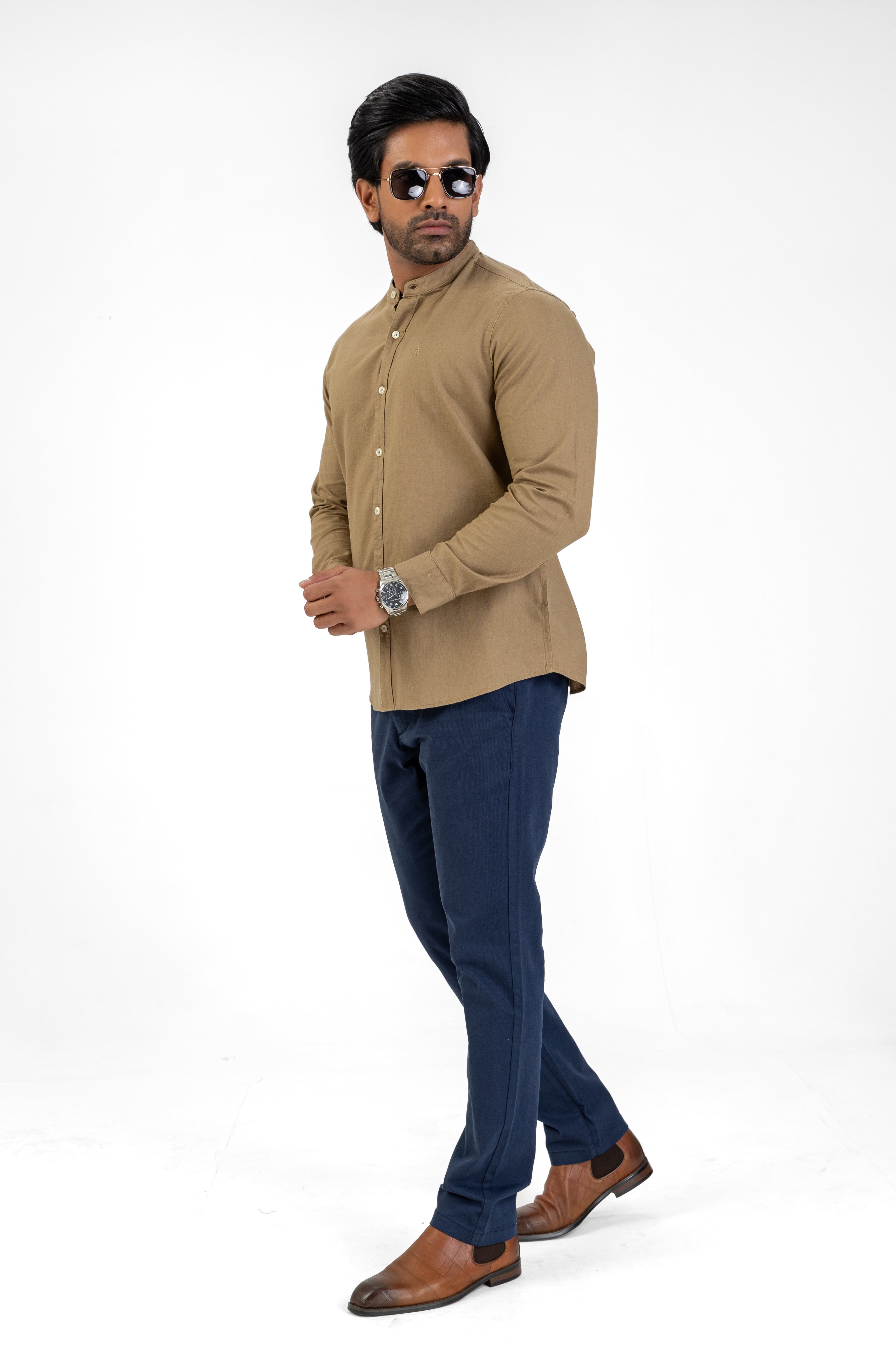 AnationZ Heritage Linen Chinese Collar Shirt -  Sri Lanka
