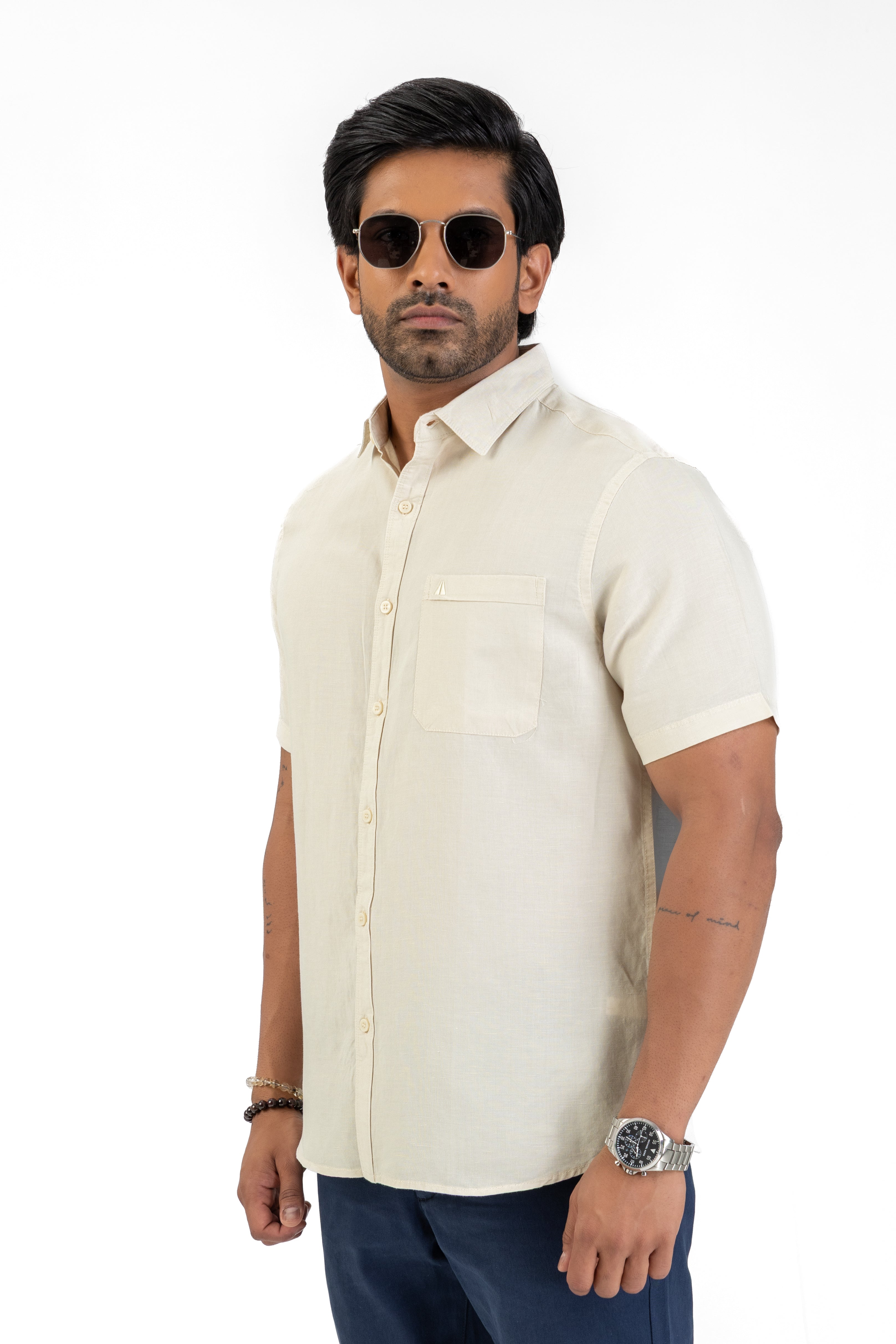 Excel Linen Short Sleeve Shirt – Cream