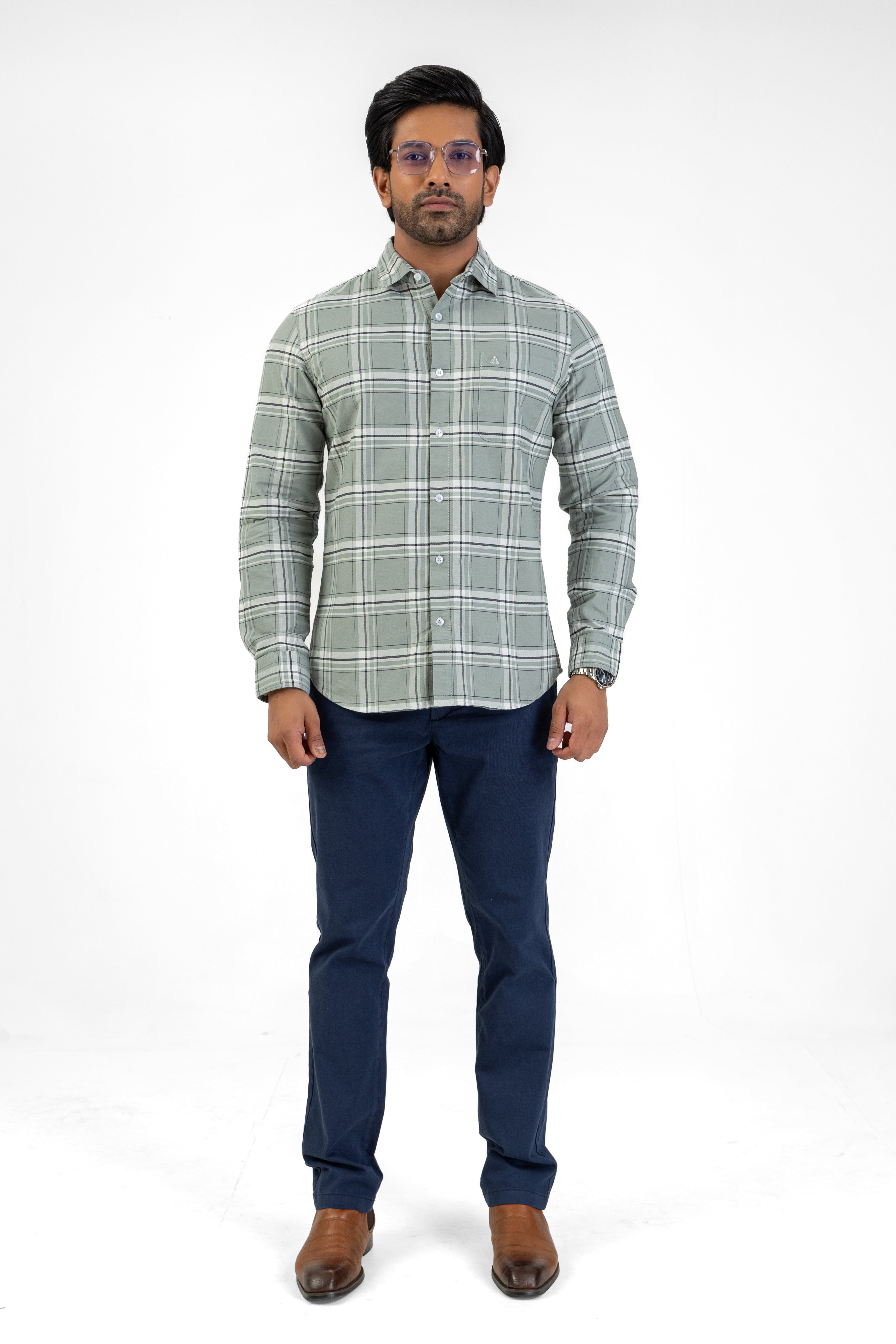 Cotton Check Shirt – Light Green