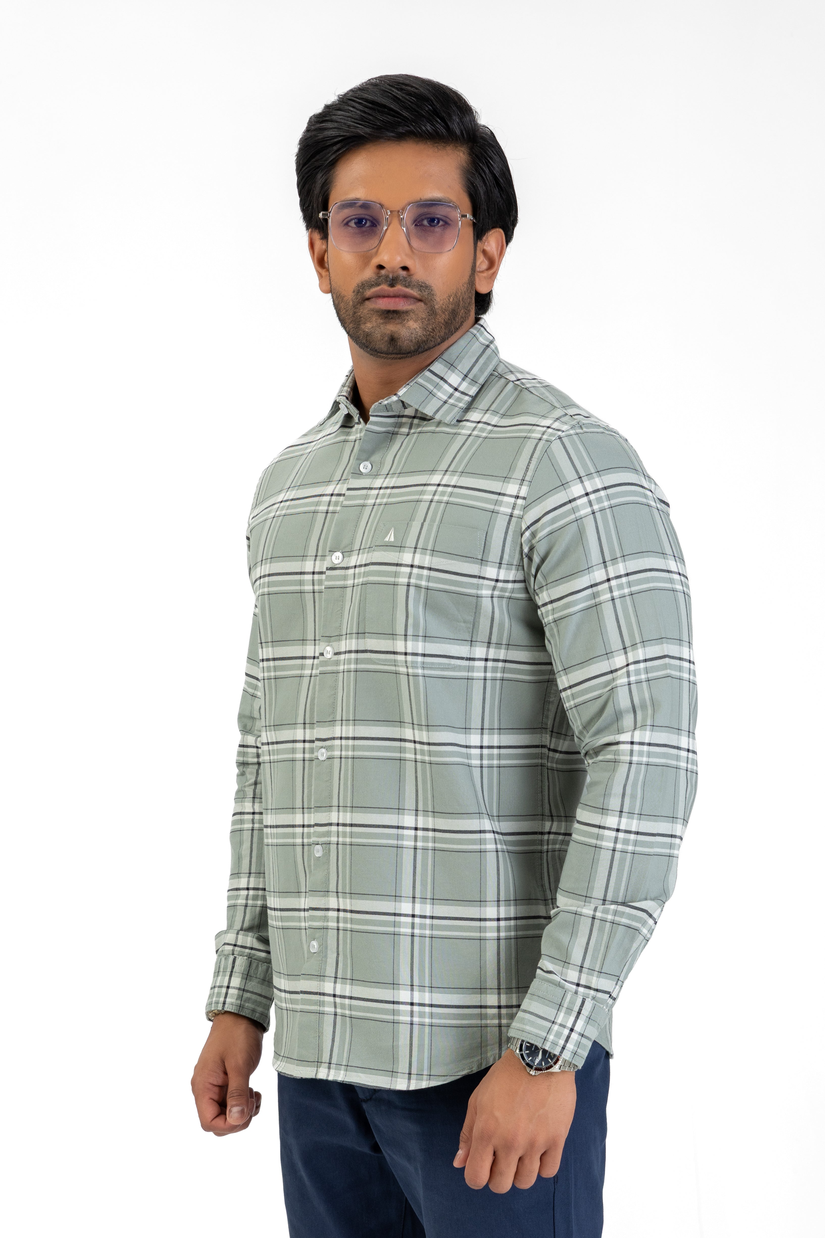 Cotton Check Shirt – Light Green