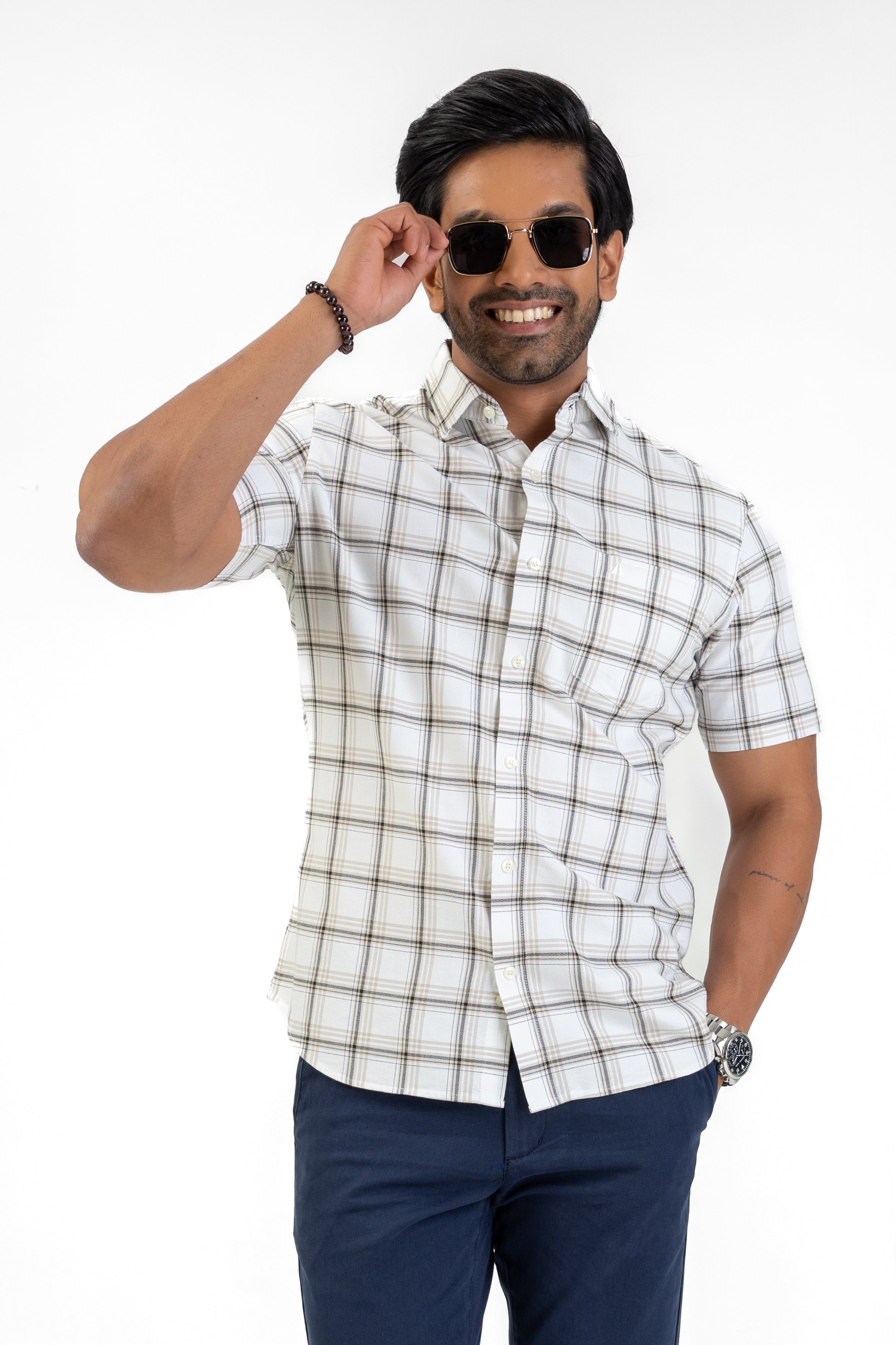 Cotton Check Shirt – Brown