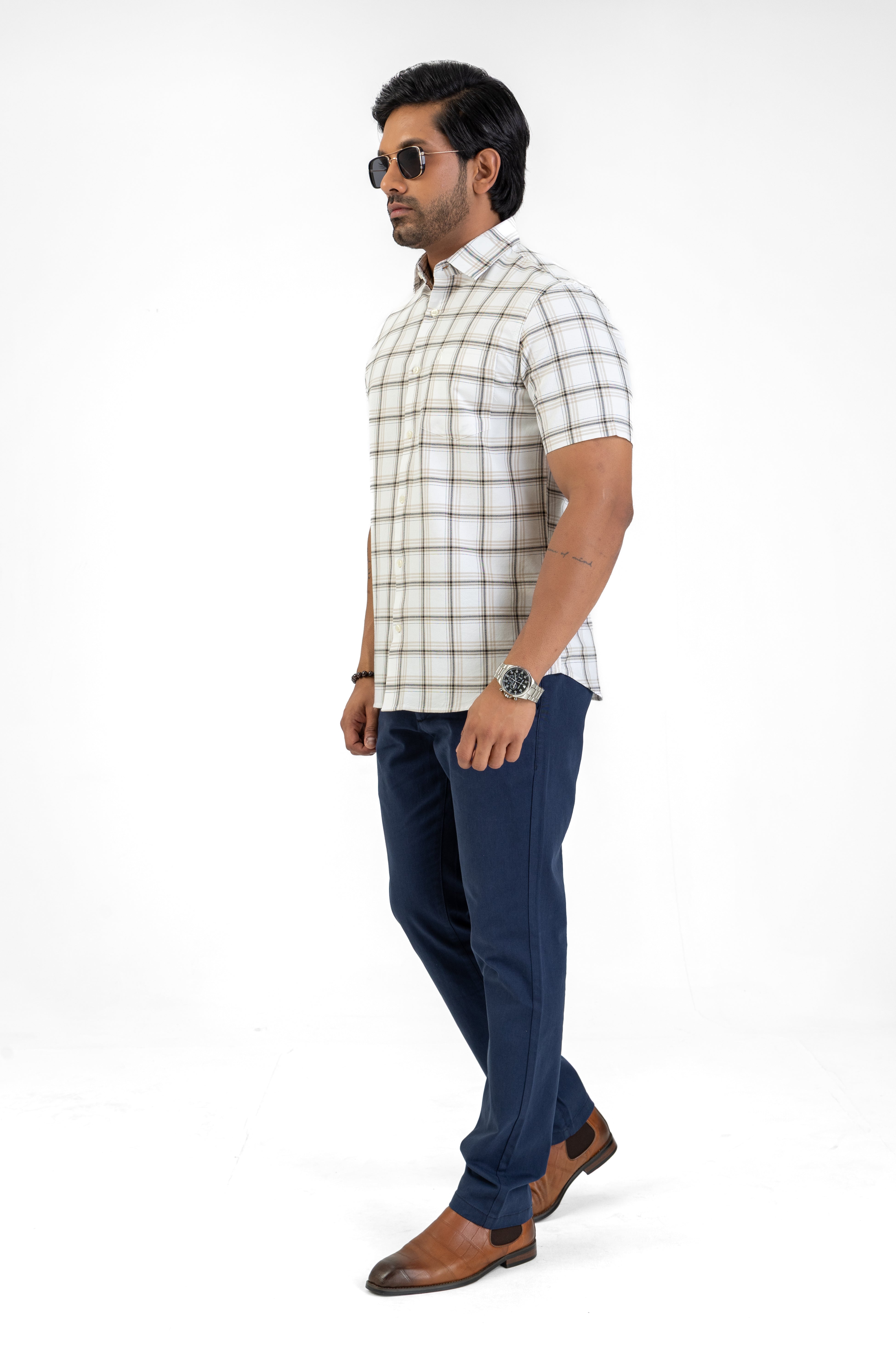 Cotton Check Shirt – Brown