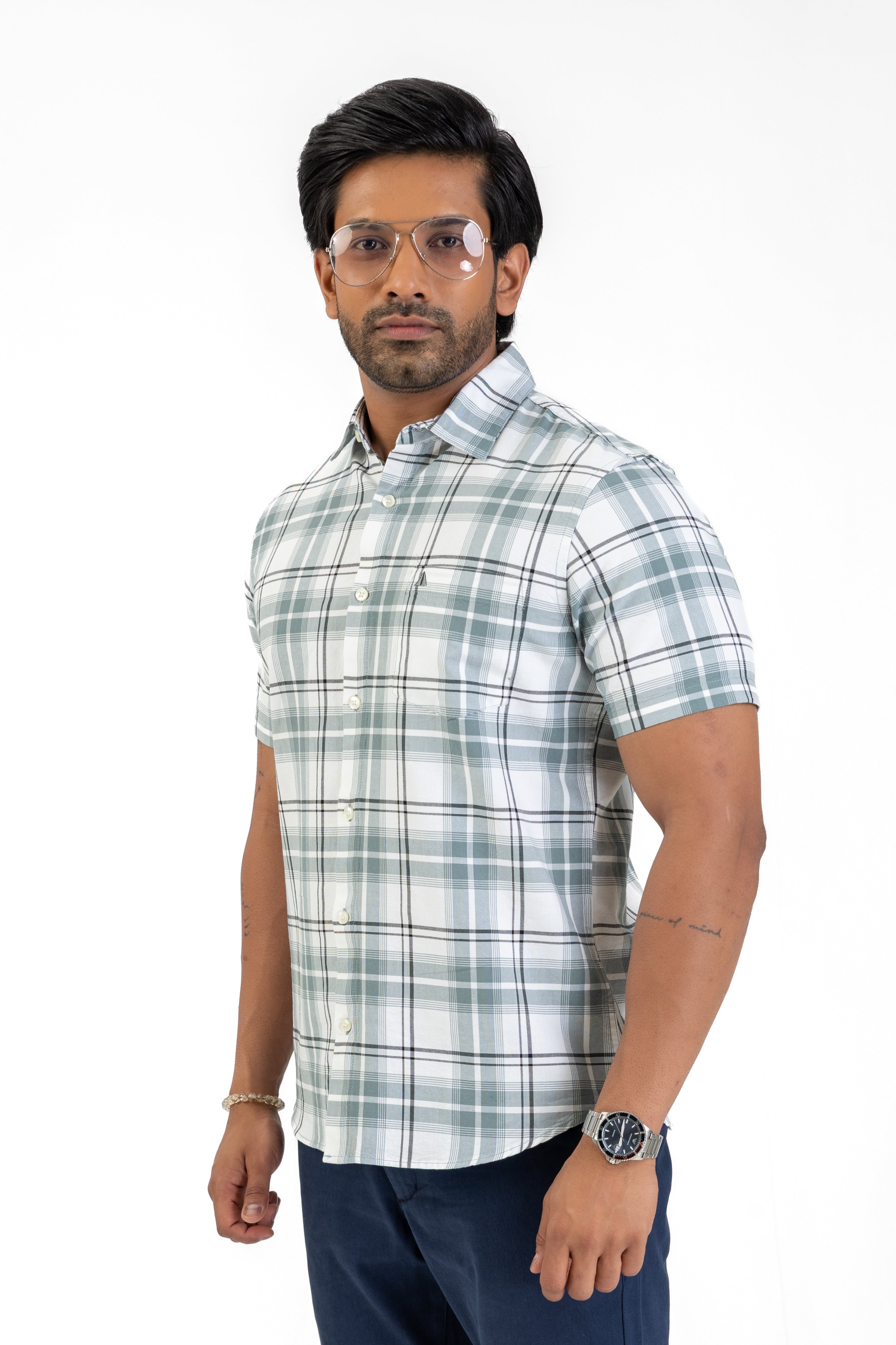 Cotton Check Shirt – Green