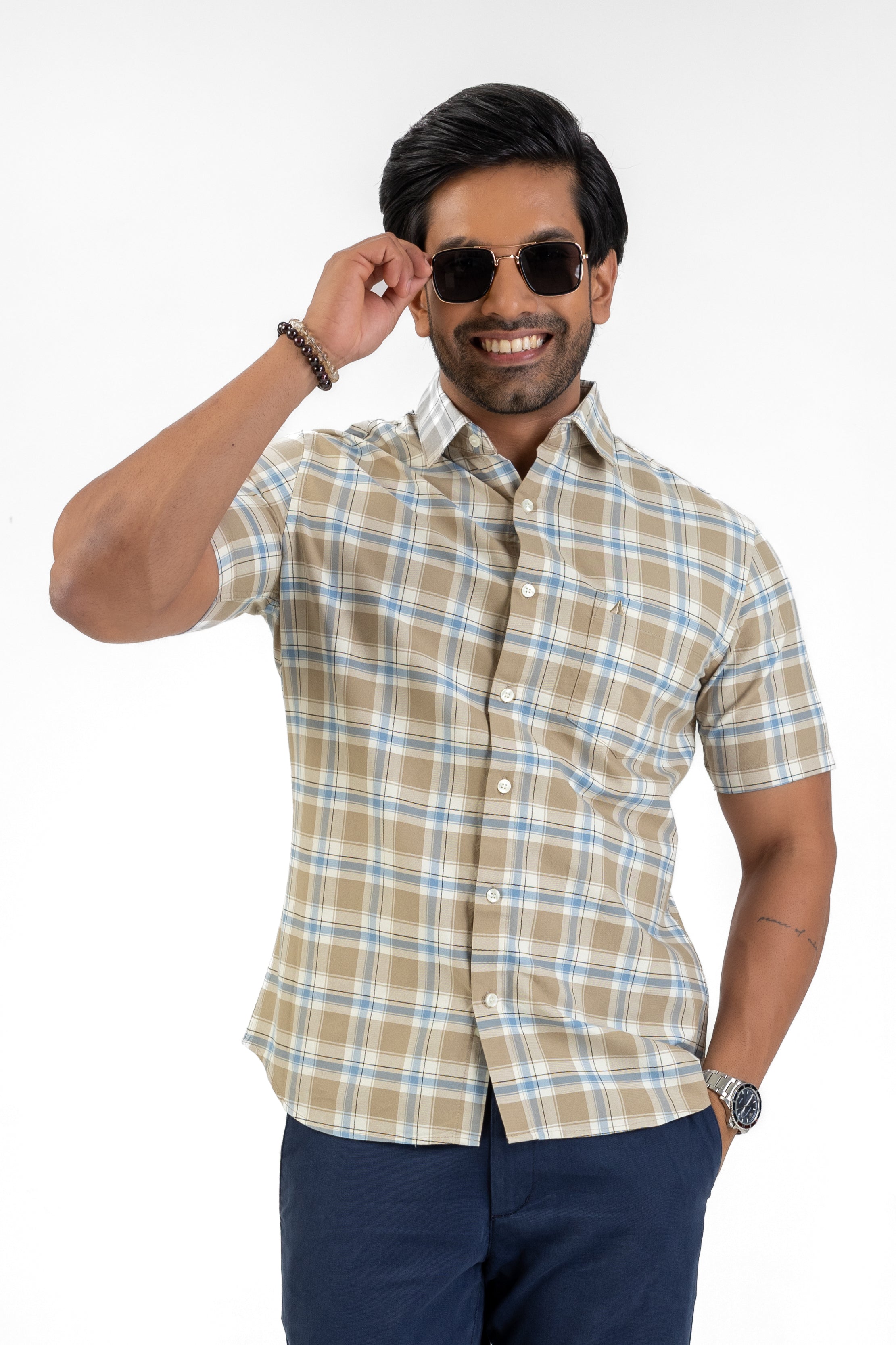 Cotton Check Shirt – Second Brown
