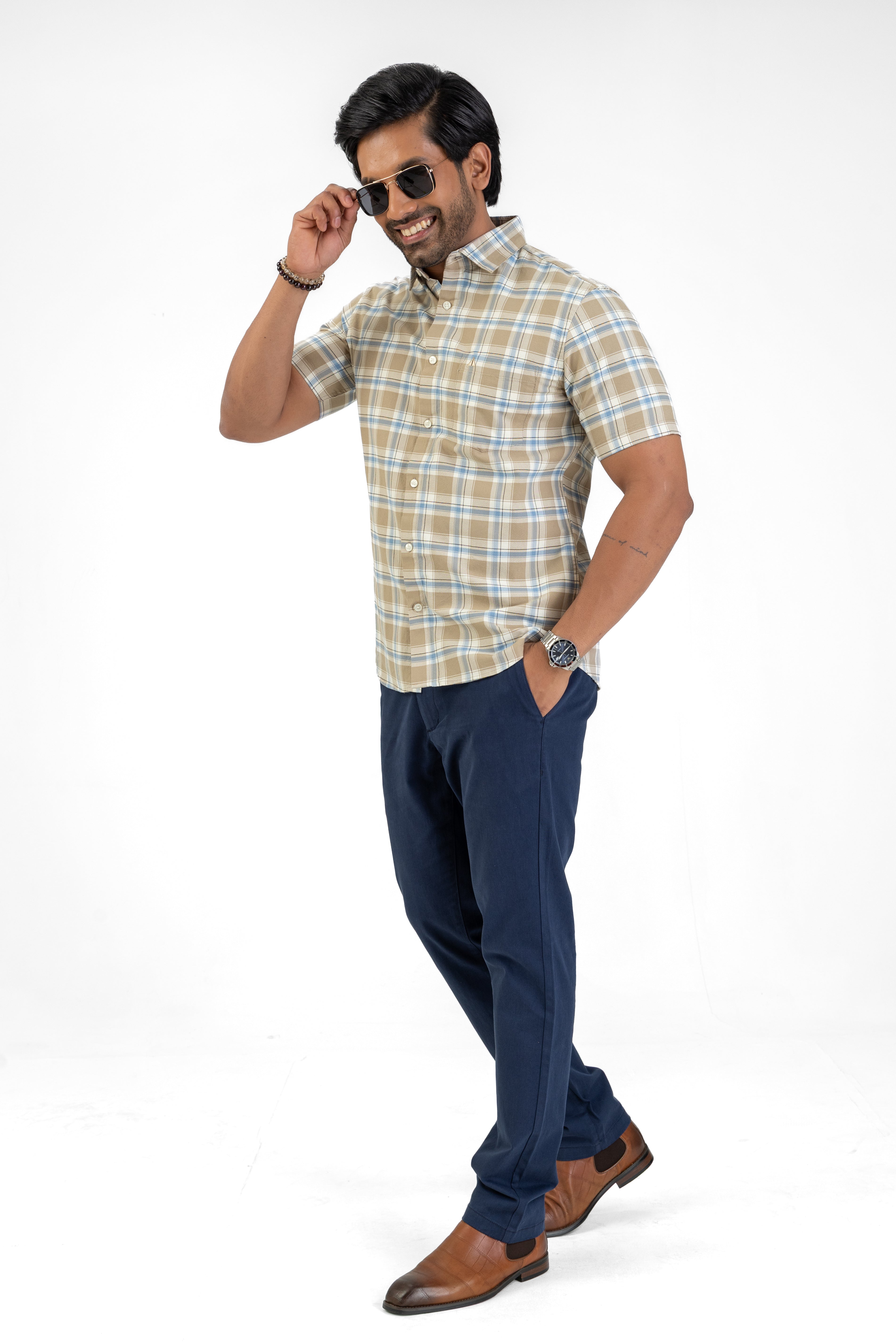 Cotton Check Shirt – Second Brown