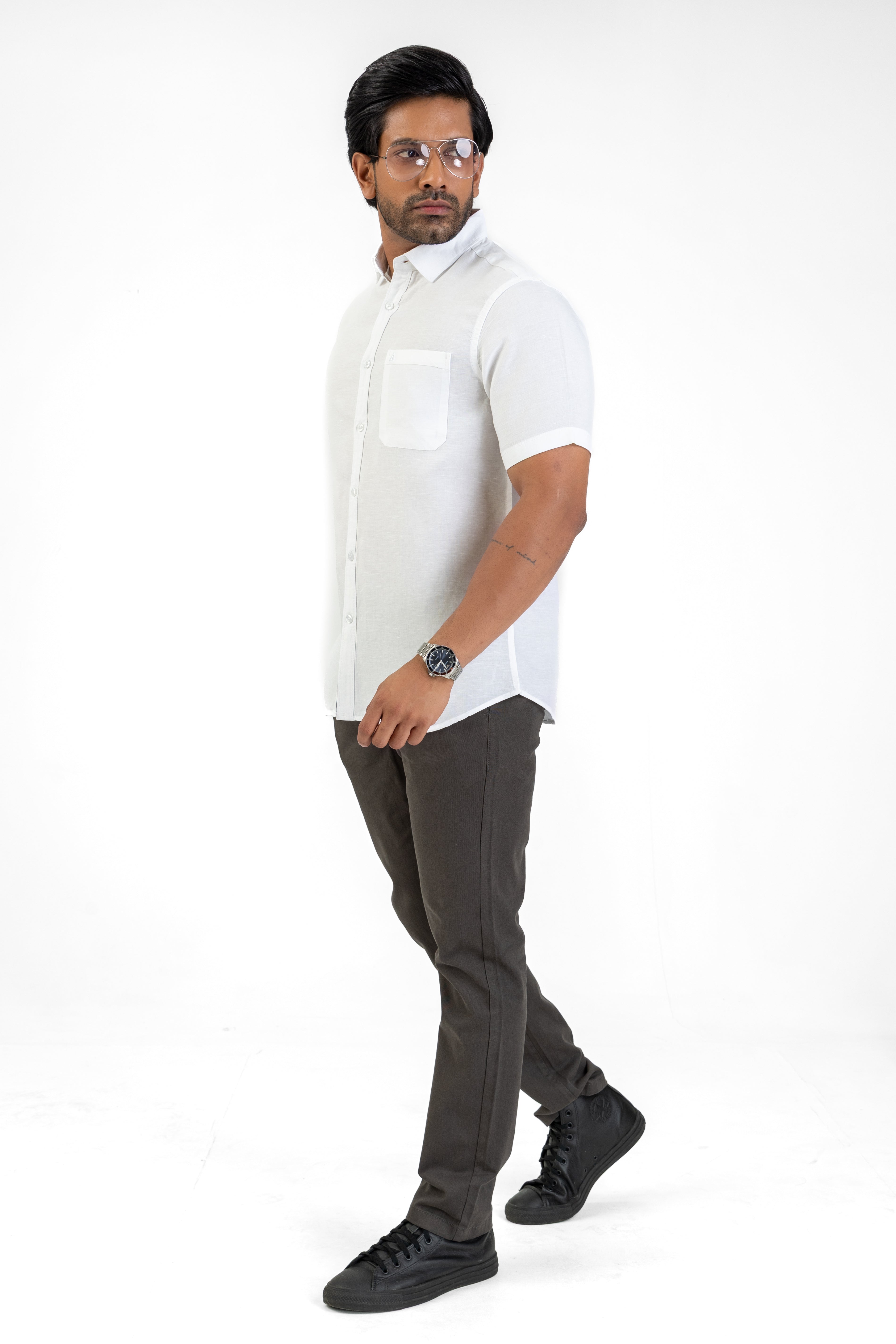 100% Linen Short Sleeve Shirt – White