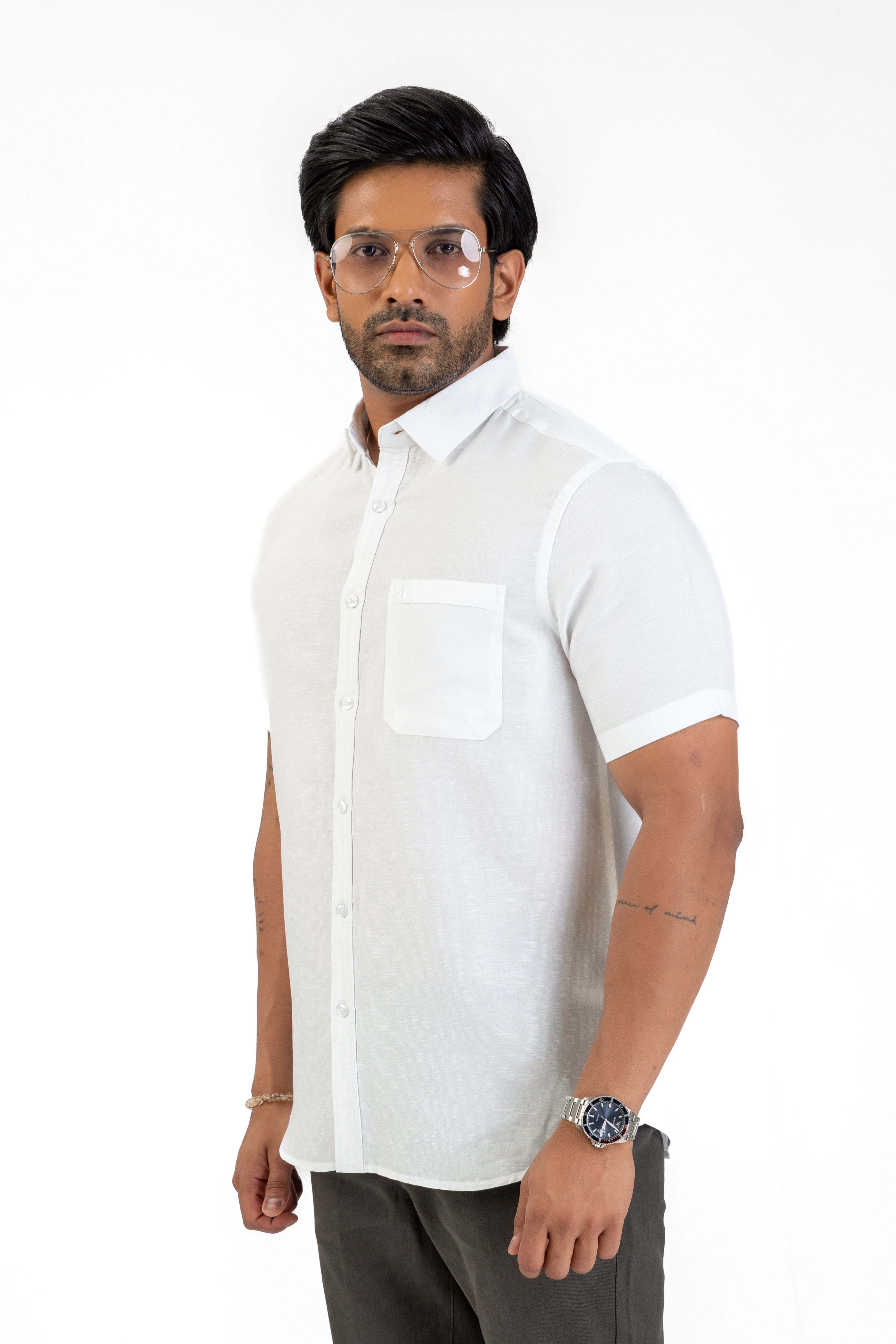 100% Linen Short Sleeve Shirt – White