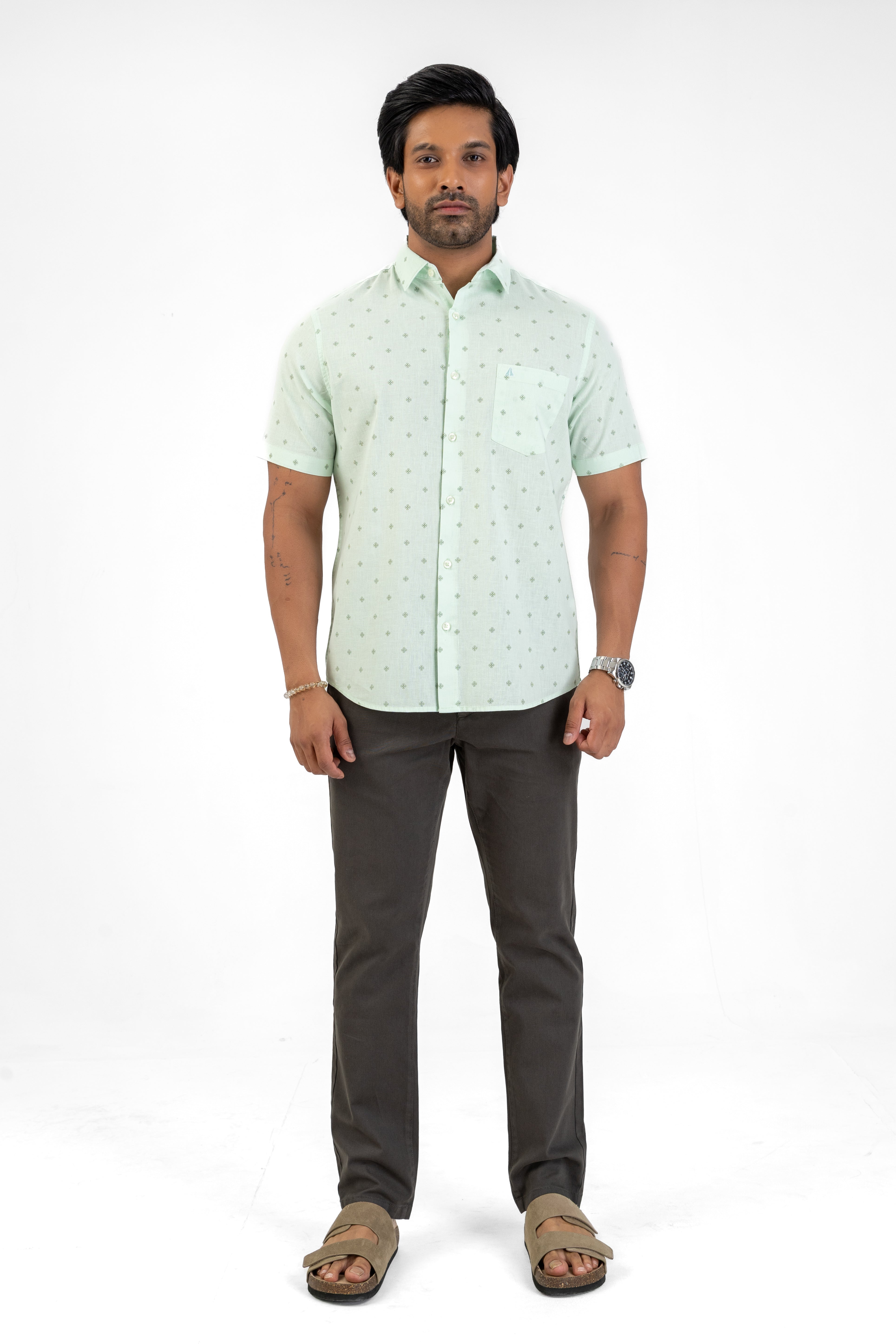 AnationZ Heritage Linen Printed Short Sleeve Shirt -  Sri Lanka
