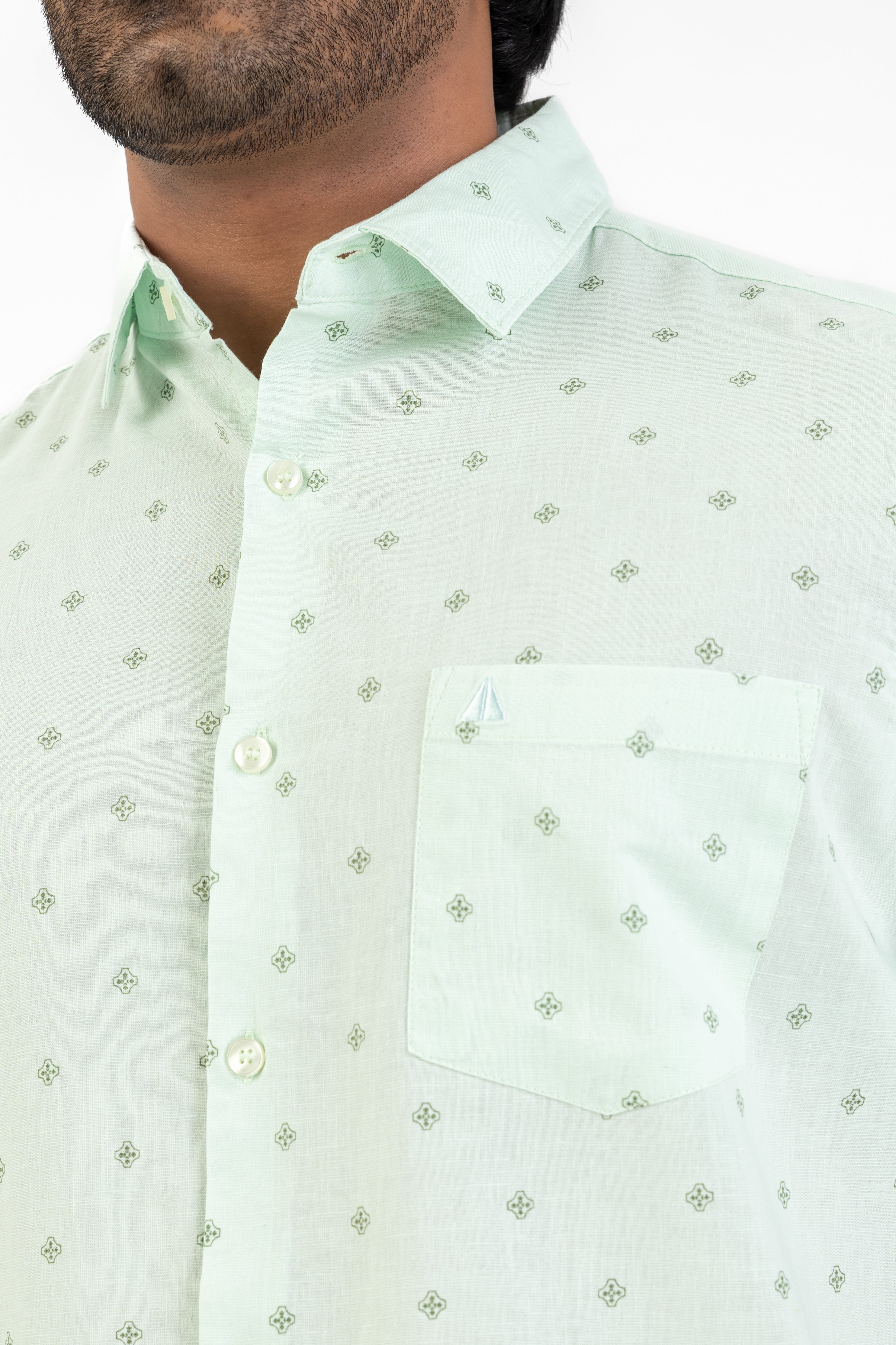 AnationZ Heritage Linen Printed Short Sleeve Shirt -  Sri Lanka
