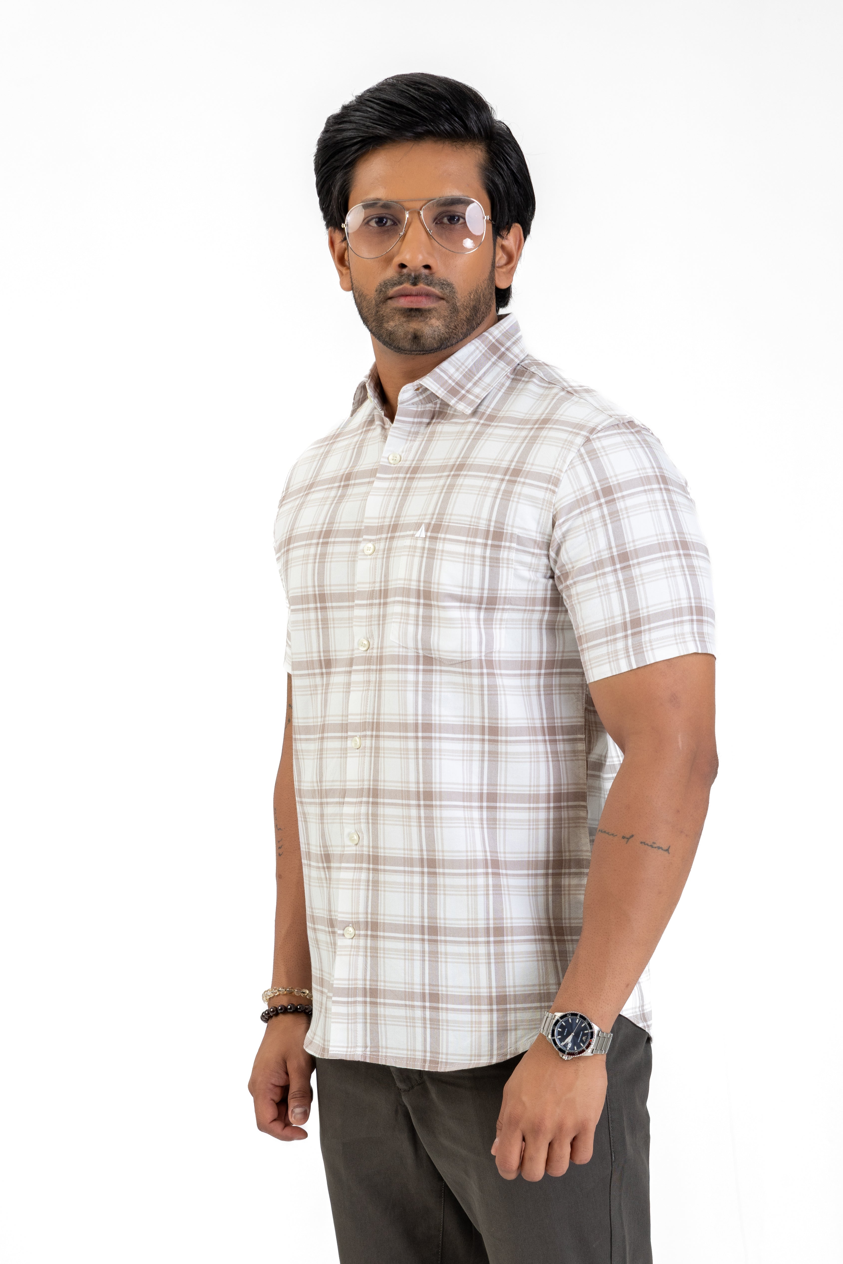 Cotton Check Shirt – Off White