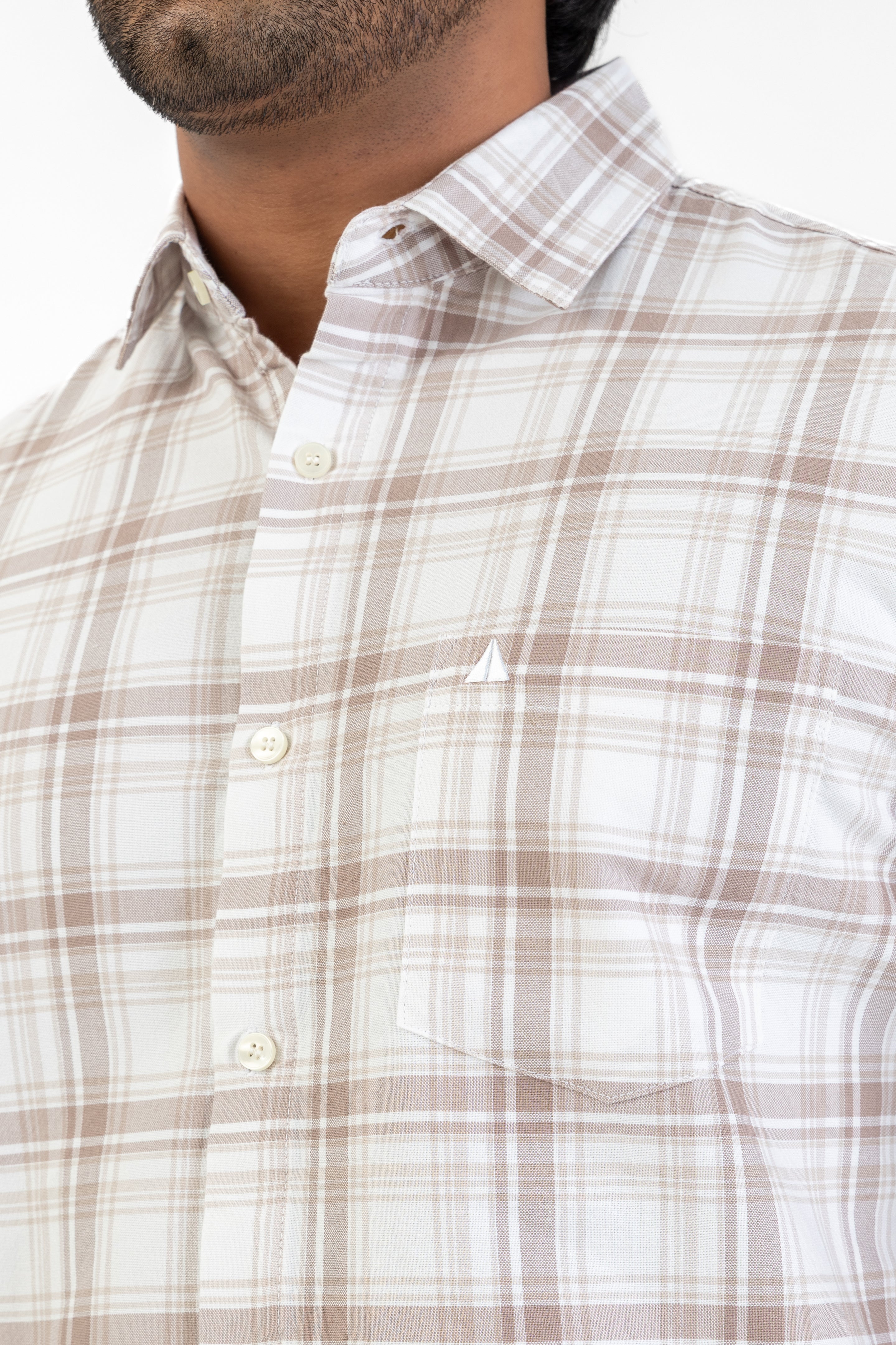 Cotton Check Shirt – Off White