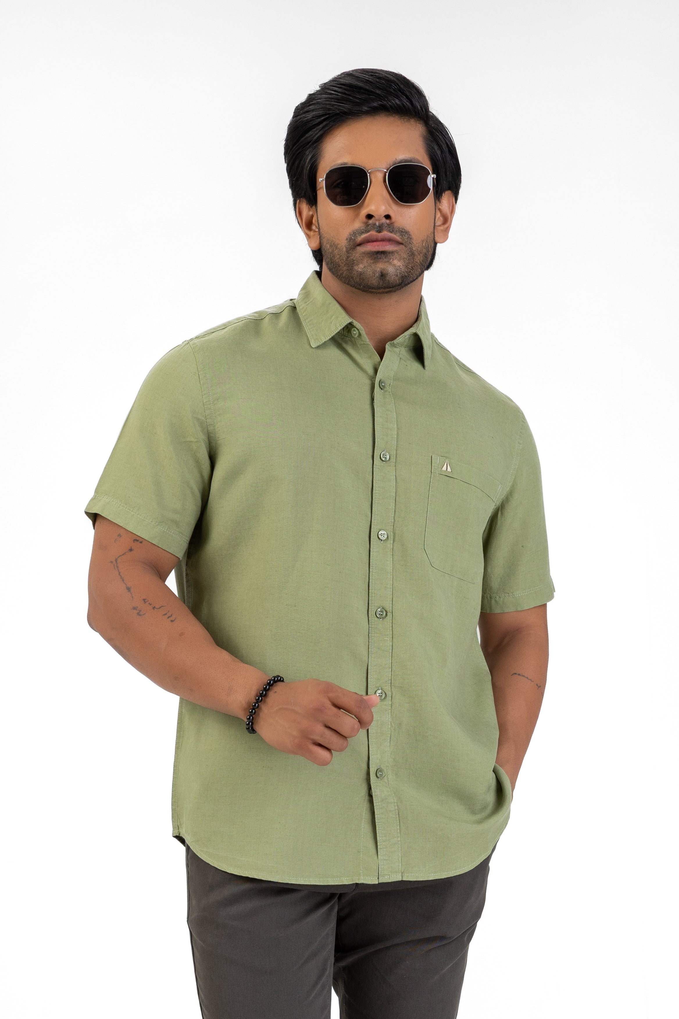 Excel Linen Short Sleeve Shirt – Olive