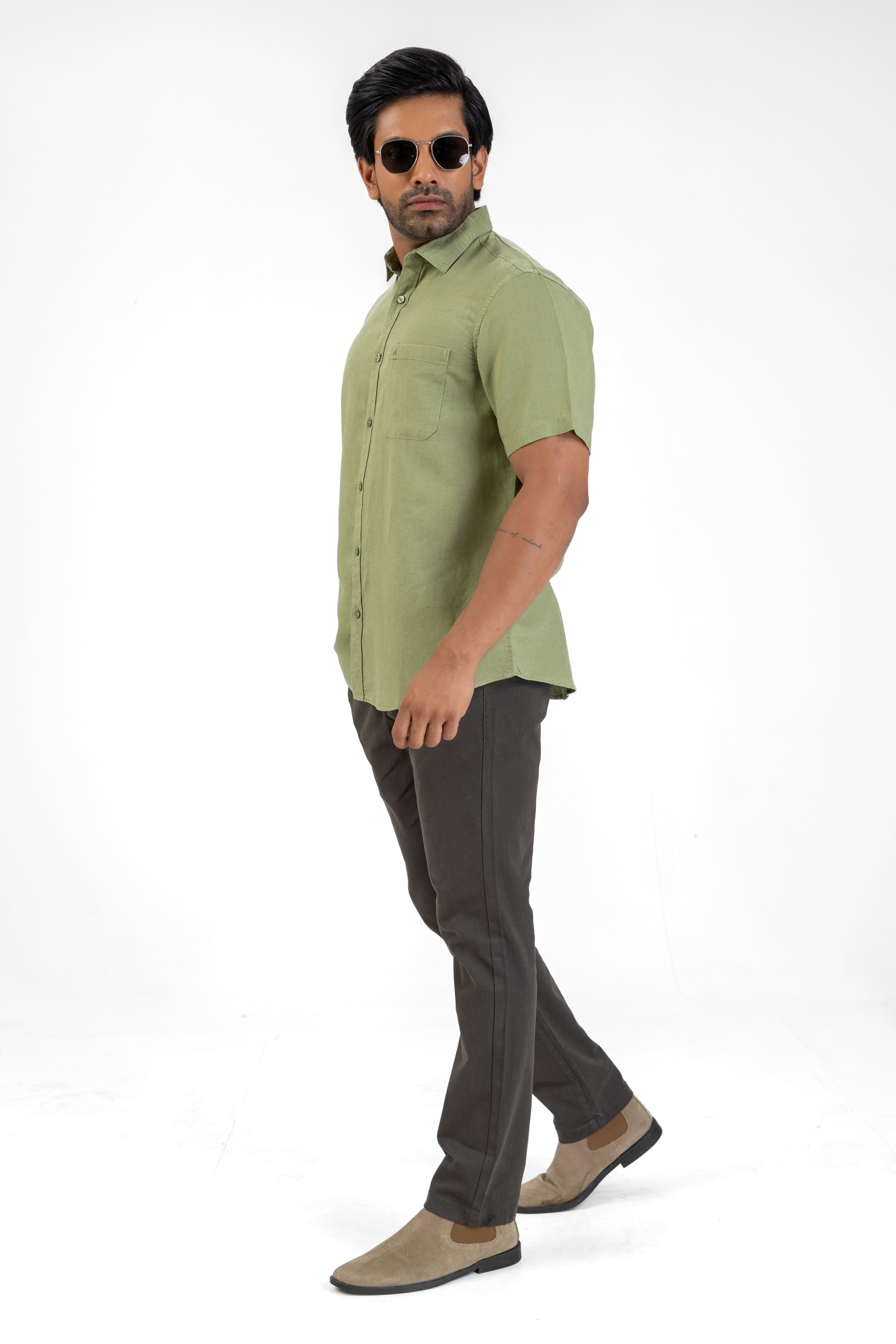 Excel Linen Short Sleeve Shirt – Olive