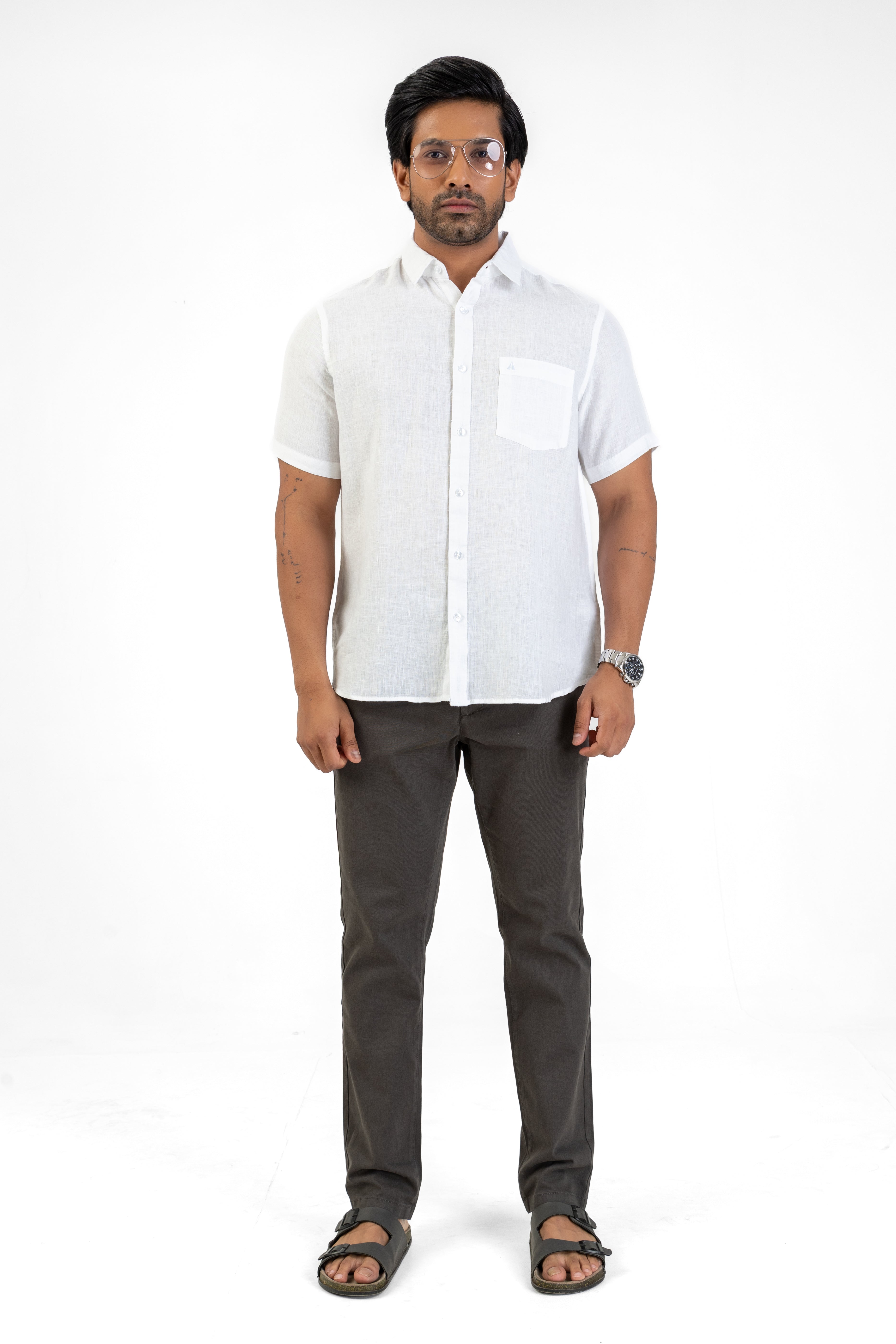 Excel Linen Short Sleeve Shirt – White