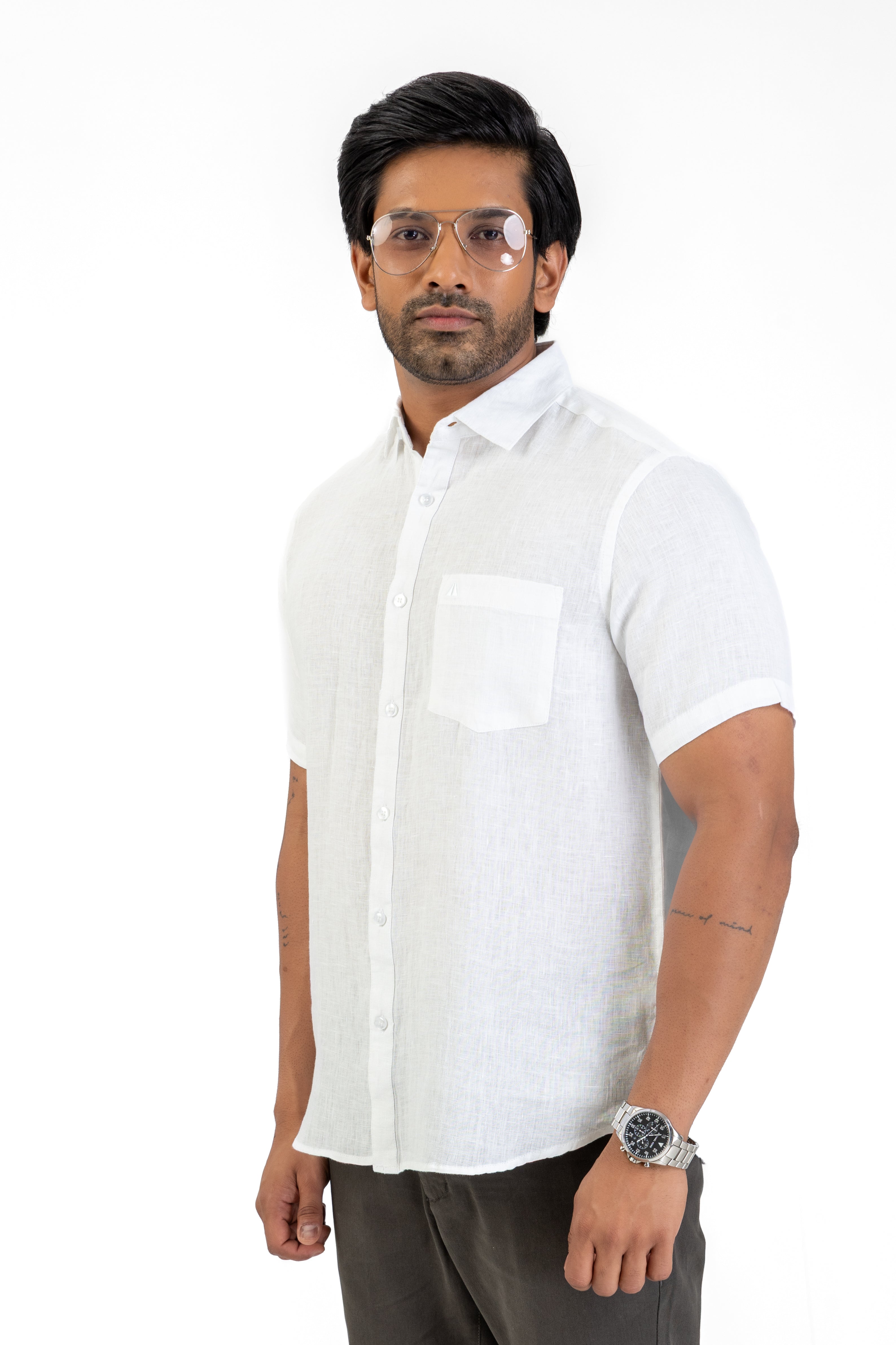 Excel Linen Short Sleeve Shirt – White
